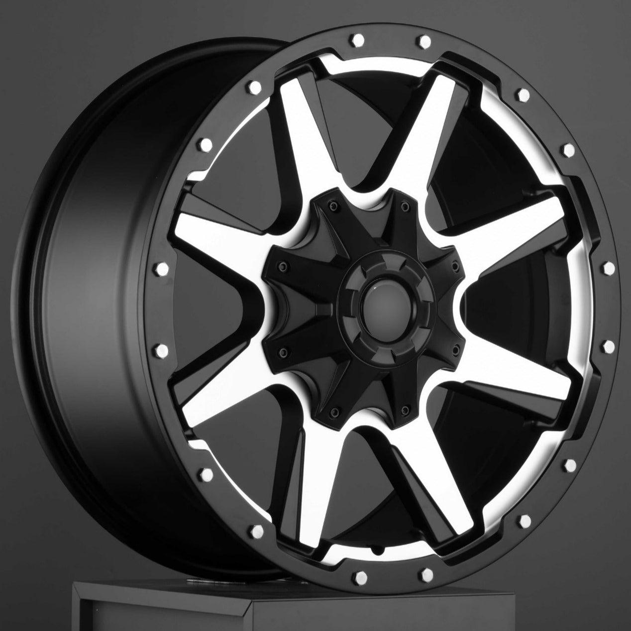 W900 404 Satin Black Machined Face 17x8.0 ET0 6x139.7 CB110 - Gun Hill Tire House (WTW - WHOLESALE TIRES & WHEELS)