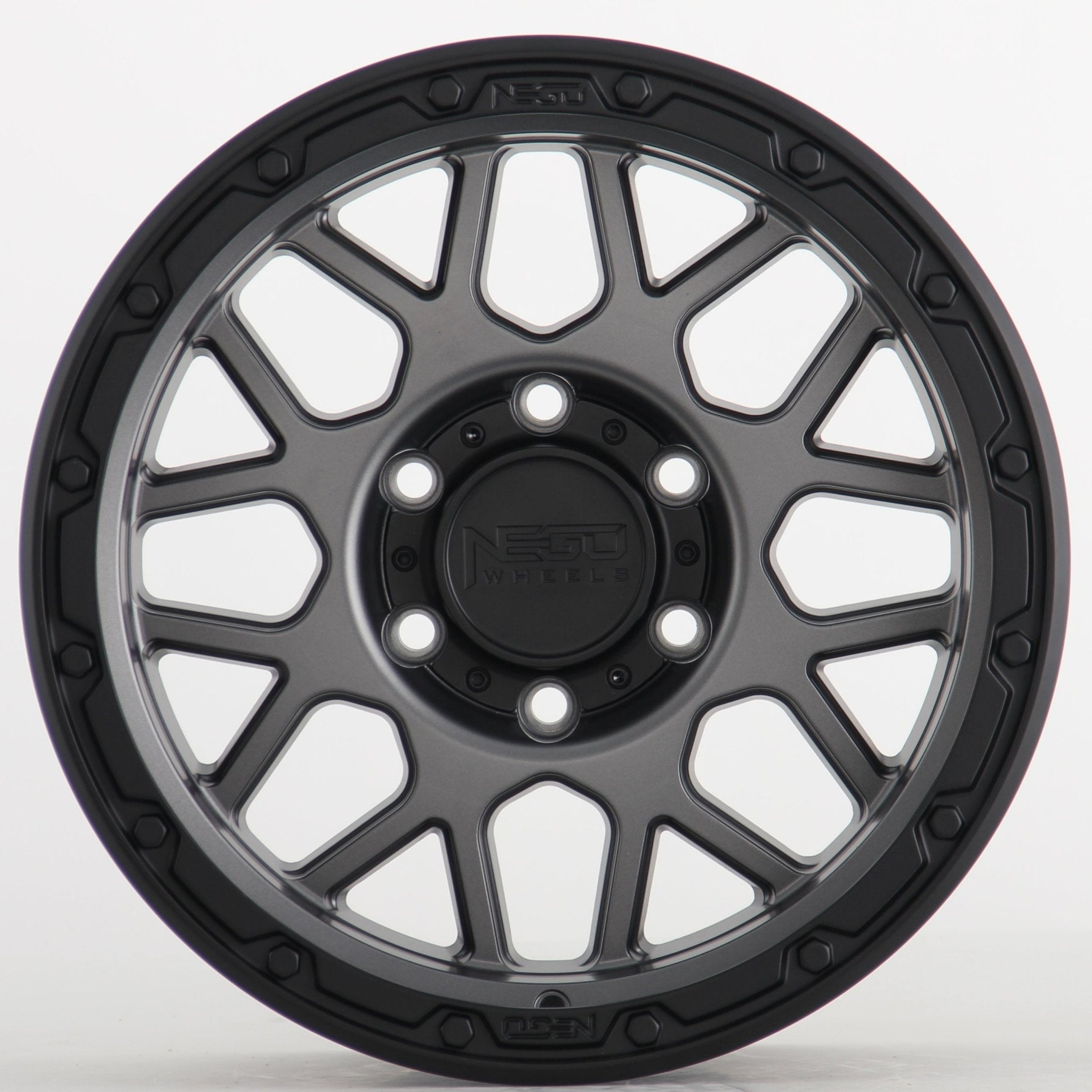 W915 N03 Satin Gunmetal Satin Black Lip 17x8.5 ET0 5x127 CB71.56 - Gun Hill Tire House (WTW - WHOLESALE TIRES & WHEELS)