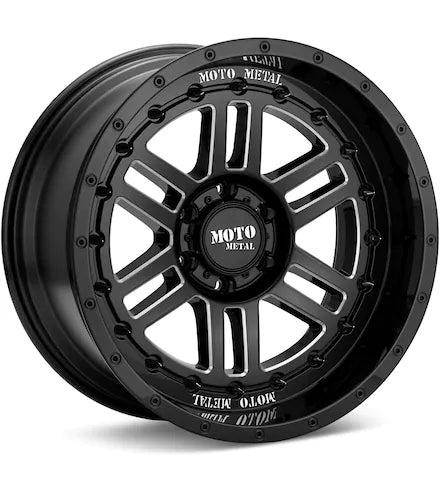 MOTO METAL MO800 DEEP SIX GLOSS BLACK W/MILLED ACCENT - Gun Hill Tire House (WTW - WHOLESALE TIRES & WHEELS)