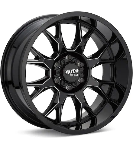 MOTO METAL MO806 TALON GLOSS BLACK W/MILLED ACCENT - Gun Hill Tire House (WTW - WHOLESALE TIRES & WHEELS)
