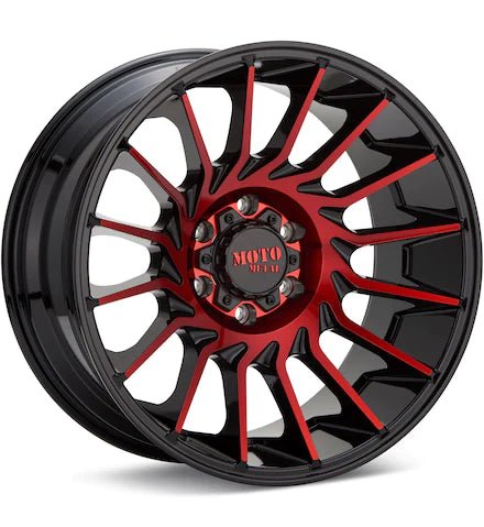 MOTO METAL MO807 SHOCKWAVE GLOSS BLACK W/RED ACCENT - Gun Hill Tire House (WTW - WHOLESALE TIRES & WHEELS)