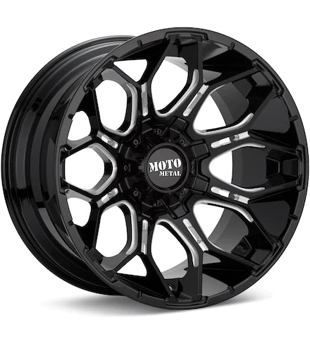 MOTO METAL MO808 SNIPER GLOSS BLACK W/MILLED ACCENT - Gun Hill Tire House (WTW - WHOLESALE TIRES & WHEELS)