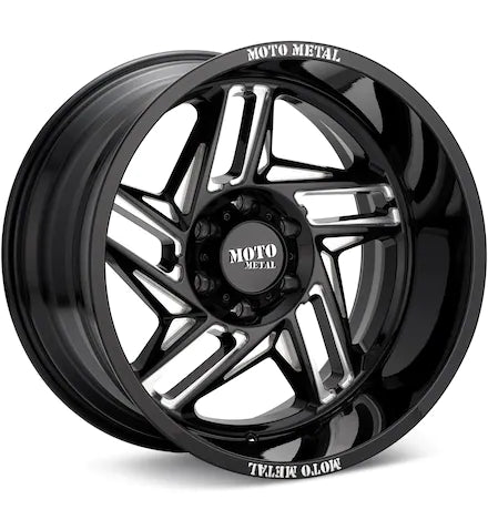 MOTO METAL MO996 RIPSAW GLOSS BLACK W/MILLED ACCENT - Gun Hill Tire House (WTW - WHOLESALE TIRES & WHEELS)