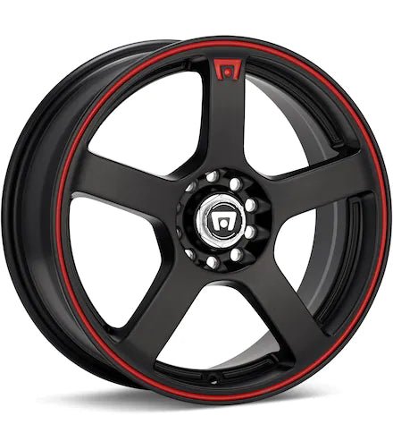 MOTEGI RACING MR116 BLACK W/RED STRIPE - Gun Hill Tire House (WTW - WHOLESALE TIRES & WHEELS)