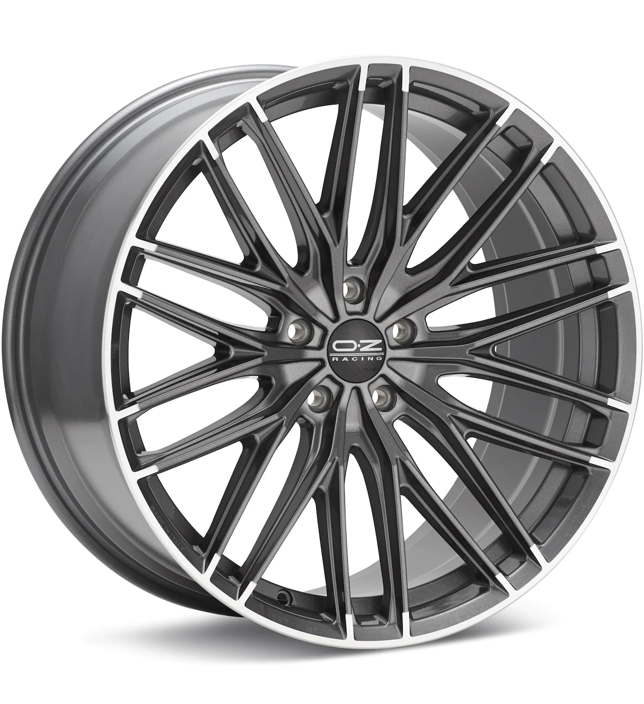 O.Z. GRAN TURISMO HLT MACHINED W/STAR GRAPHITE ACCNT - Gun Hill Tire House (WTW - WHOLESALE TIRES & WHEELS)