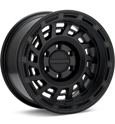 RACELINE HALO SATIN BLACK W/SILVER RING - Gun Hill Tire House (WTW - WHOLESALE TIRES & WHEELS)