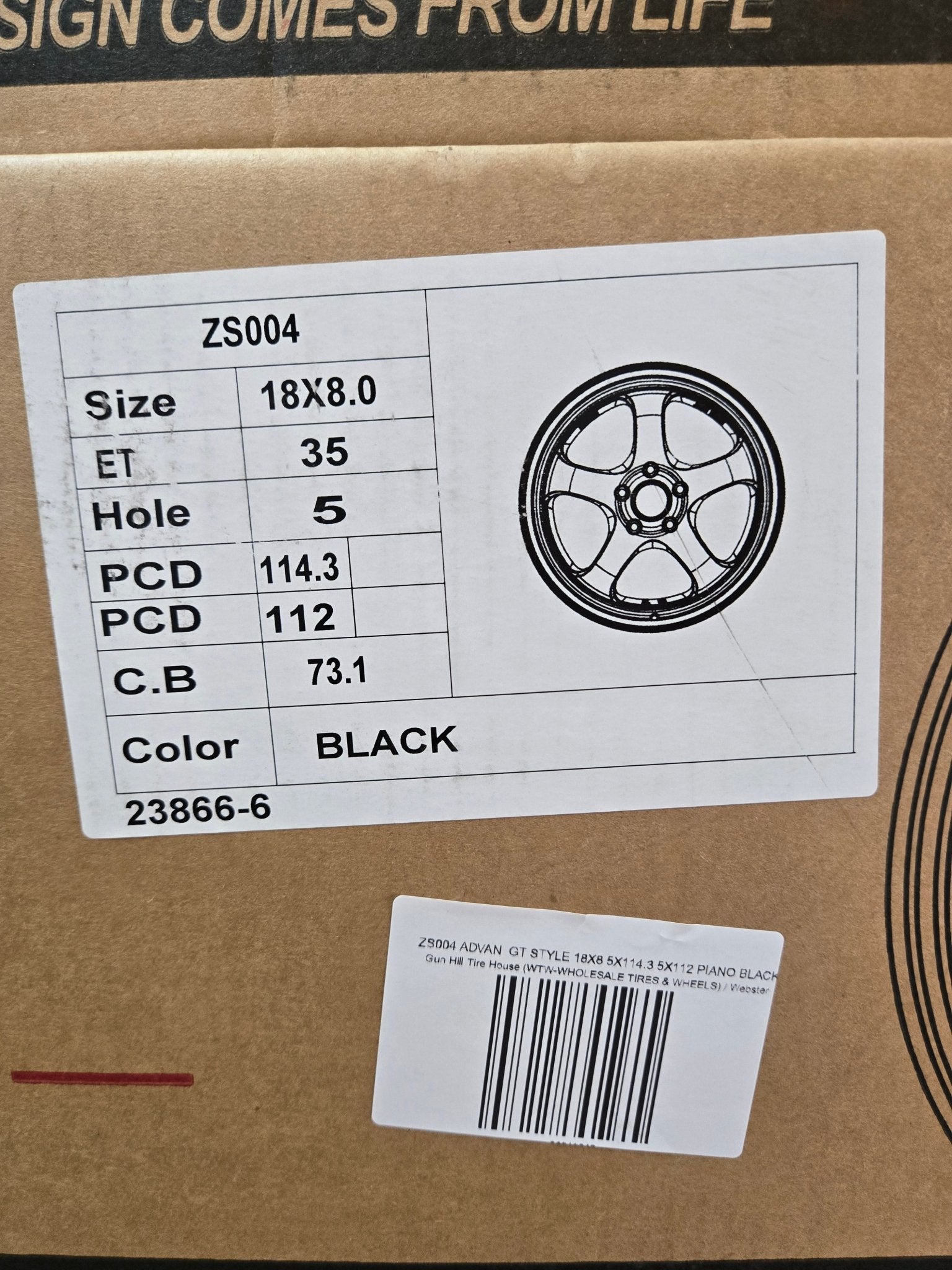 ZS004 ADVAN GT STYLE 18X8 5X114.3 5X112 PIANO BLACK - Gun Hill Tire House (WTW - WHOLESALE TIRES & WHEELS)