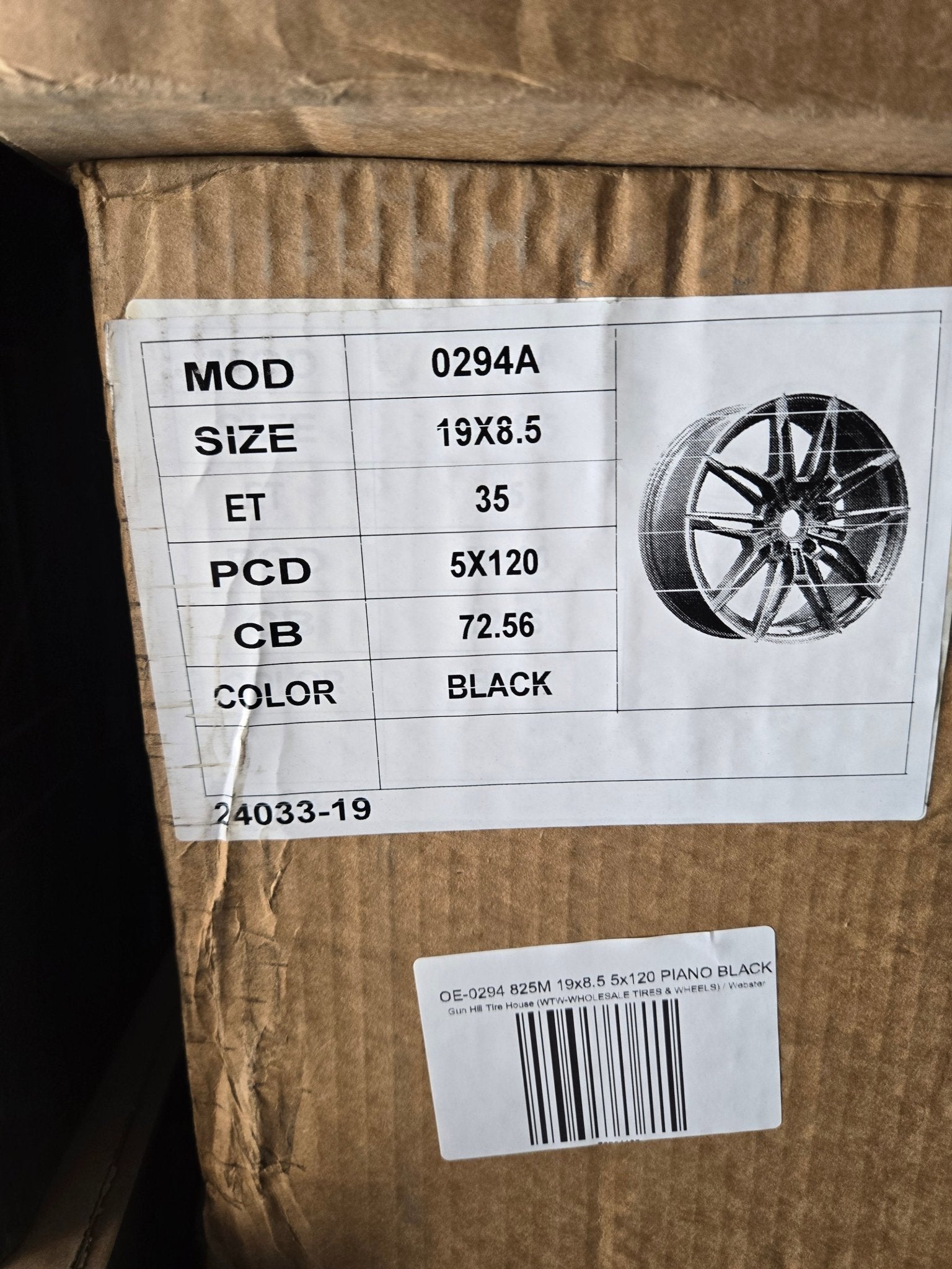 OE-0294 825M 19x8.5 5x120 PIANO BLACK