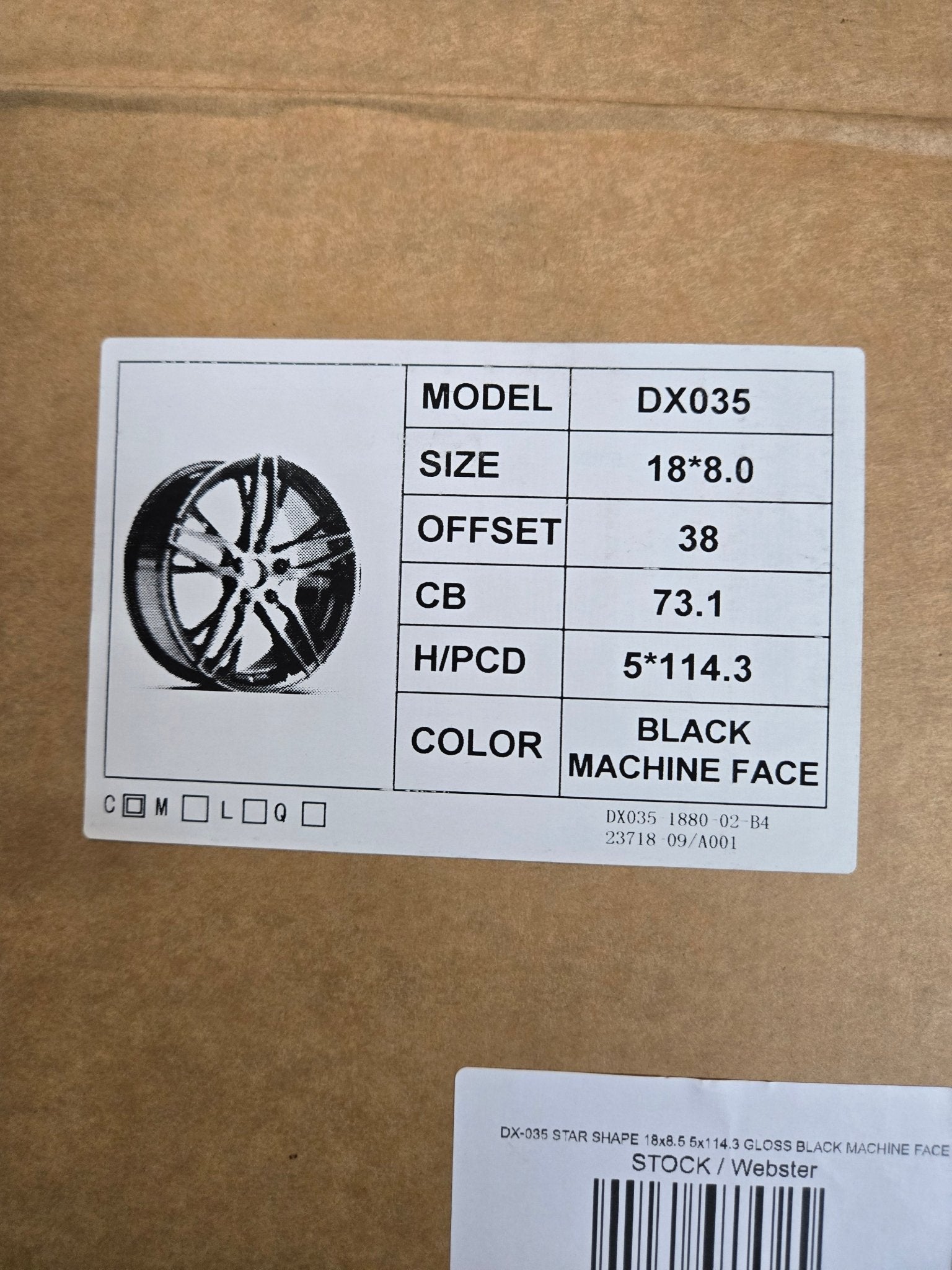 DX - 035 STAR SHAPE 18x8.5 5x114.3 GLOSS BLACK MACHINE FACE - Gun Hill Tire House (WTW - WHOLESALE TIRES & WHEELS)