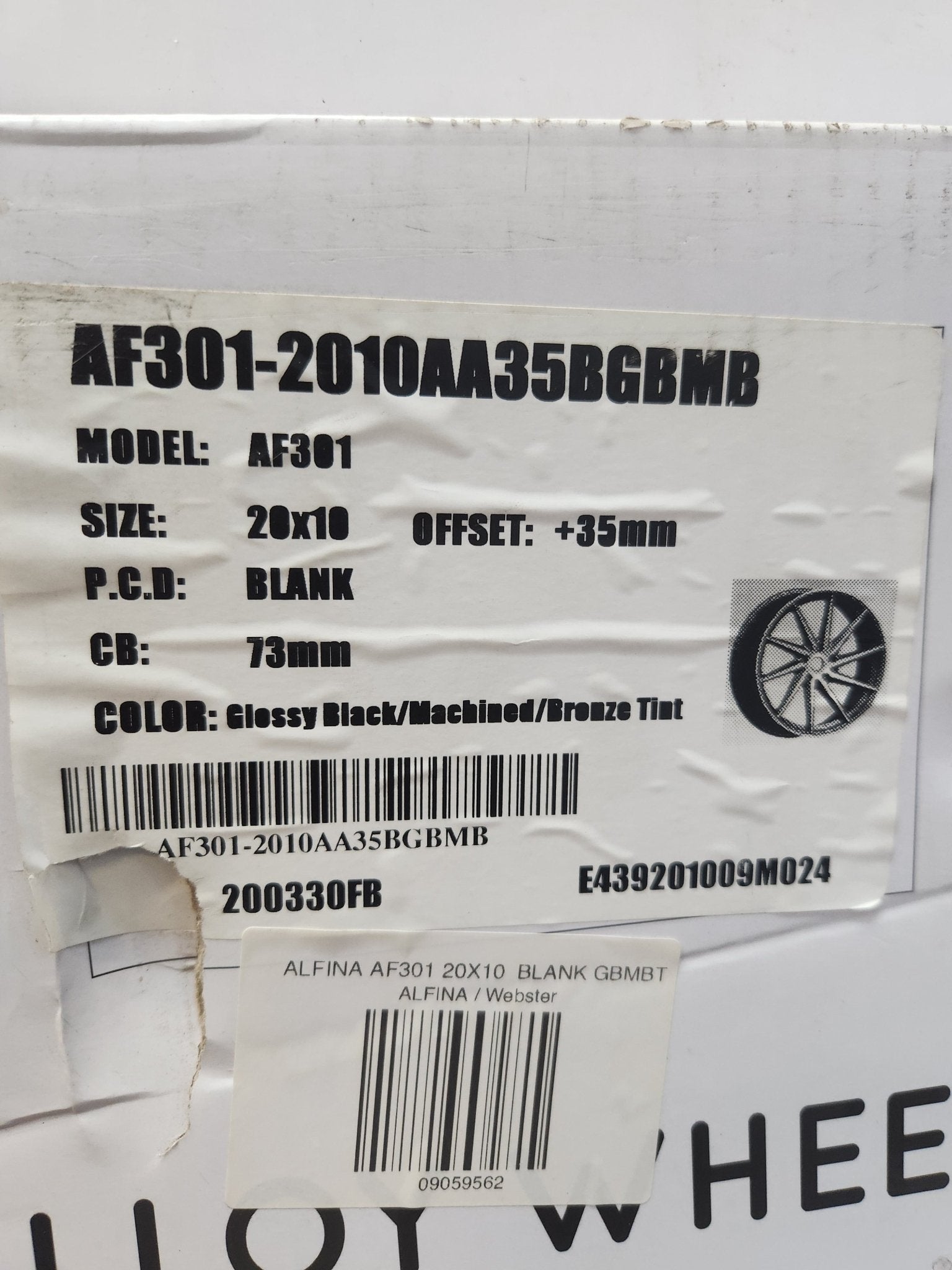 ALFINA AF301 20X10 BLANK GBMBT - Gun Hill Tire House (WTW - WHOLESALE TIRES & WHEELS)