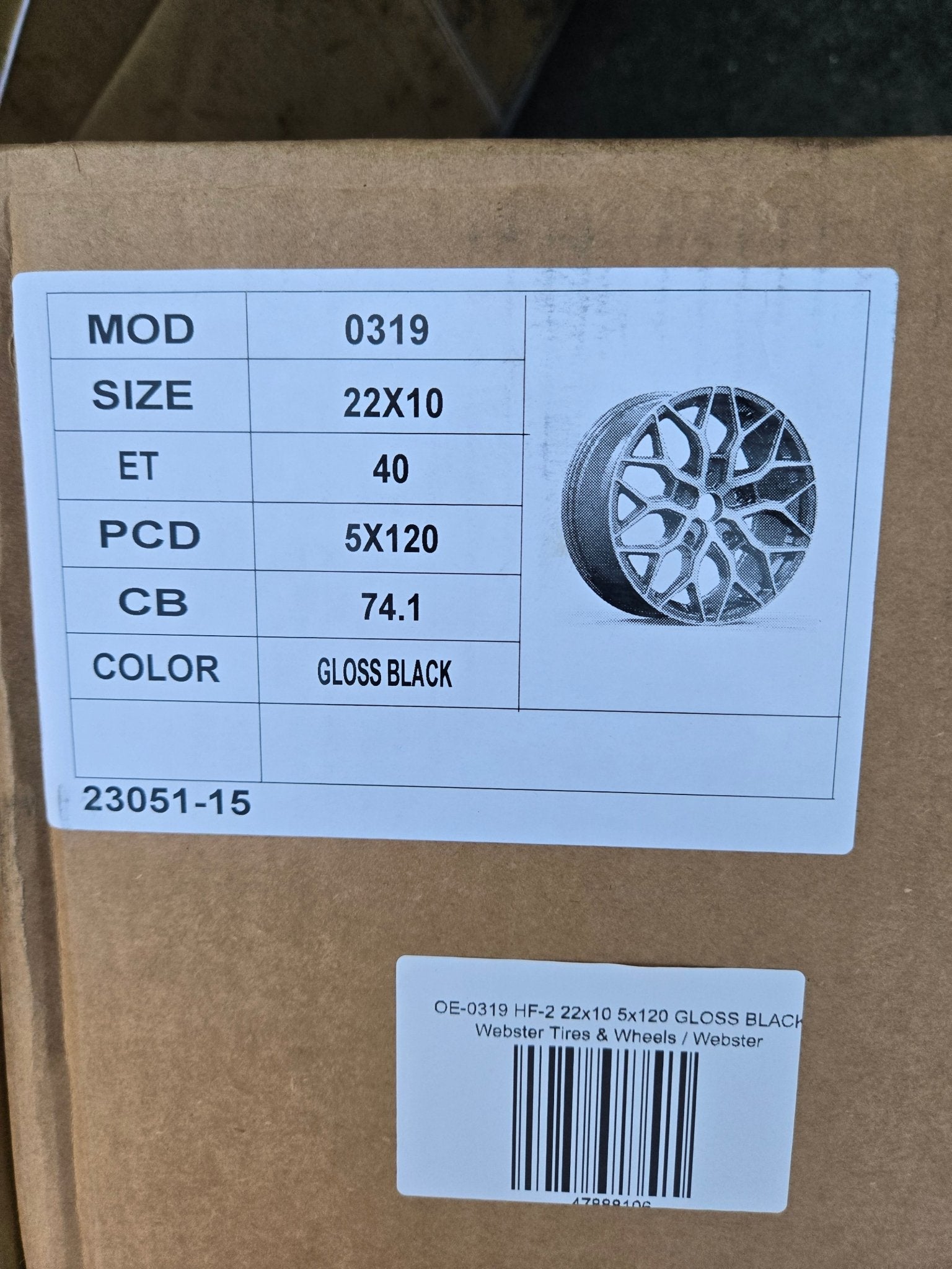 OE - 0319 HF - 2 22x10 5x120 GLOSS BLACK - Gun Hill Tire House (WTW - WHOLESALE TIRES & WHEELS)