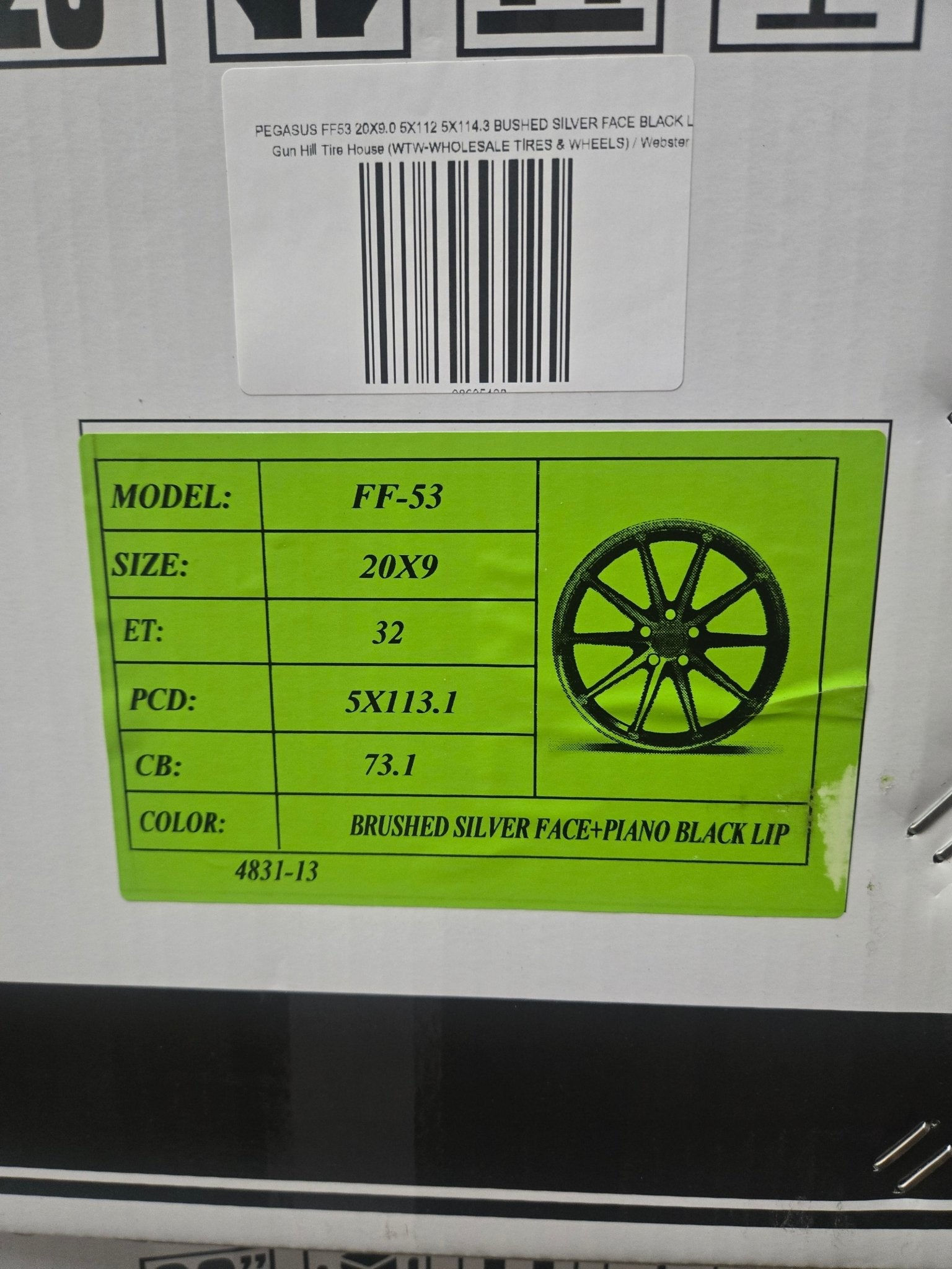 PEGASUS FF53 20X9.0 5X112 5X114.3 BUSHED SILVER FACE BLACK LIP - Gun Hill Tire House (WTW - WHOLESALE TIRES & WHEELS)