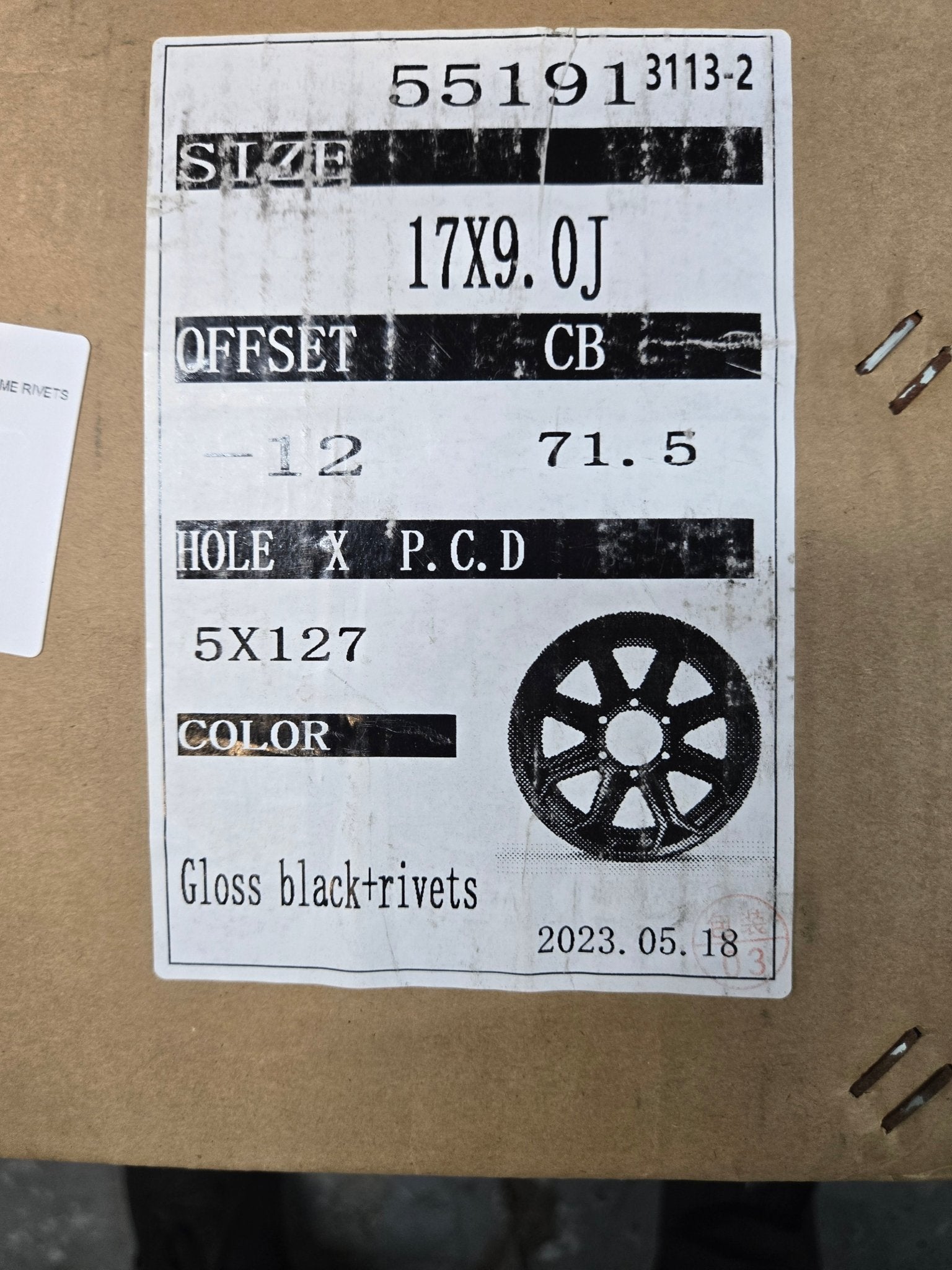 SHOGUN JT191 FUEL 17 17x9.0 5x127 GLOSS BLACK CHROME RIVETS - Gun Hill Tire House (WTW - WHOLESALE TIRES & WHEELS)