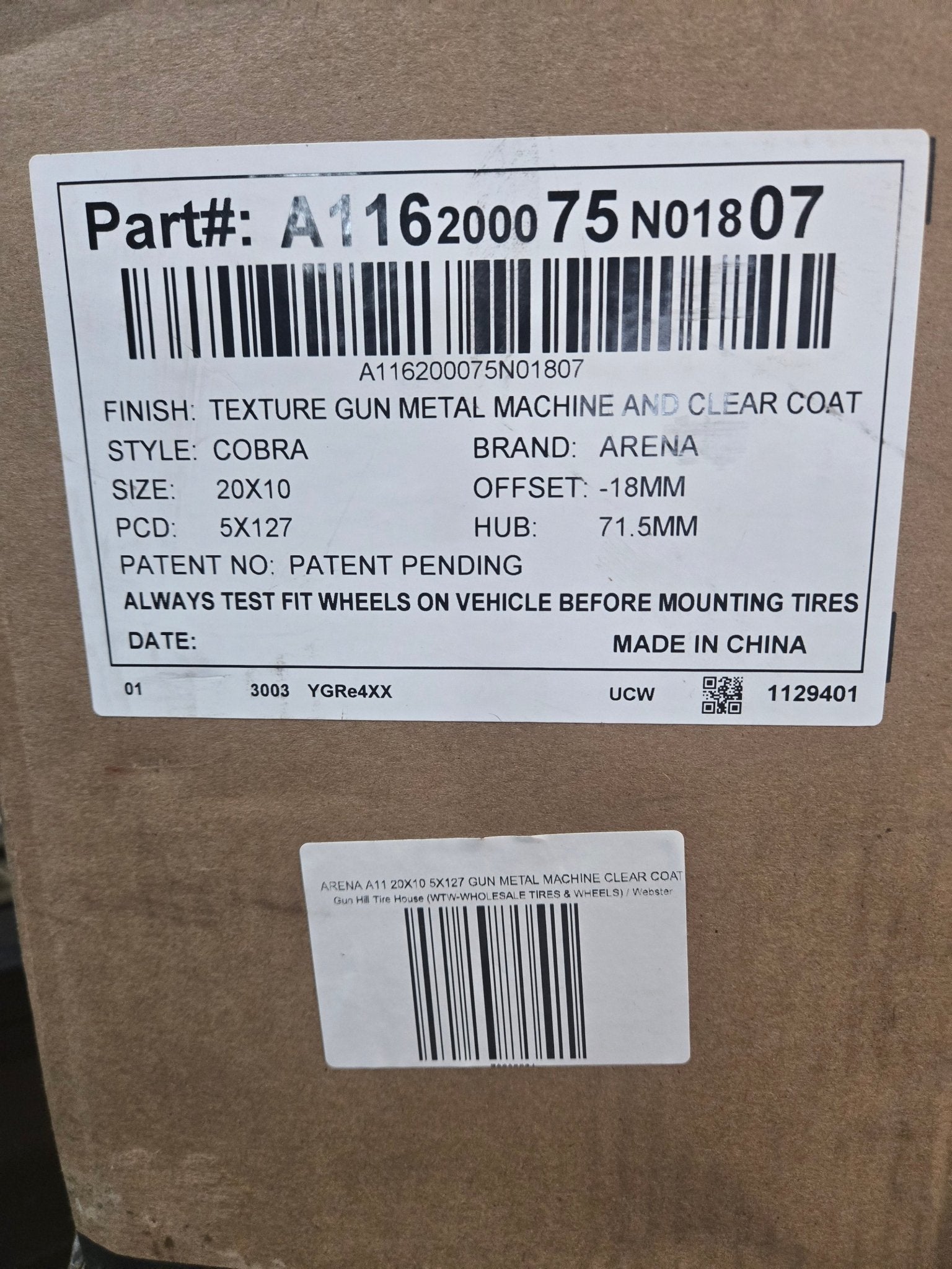 ARENA A116 22X10.0 5X127 GUN METAL - Gun Hill Tire House (WTW - WHOLESALE TIRES & WHEELS)