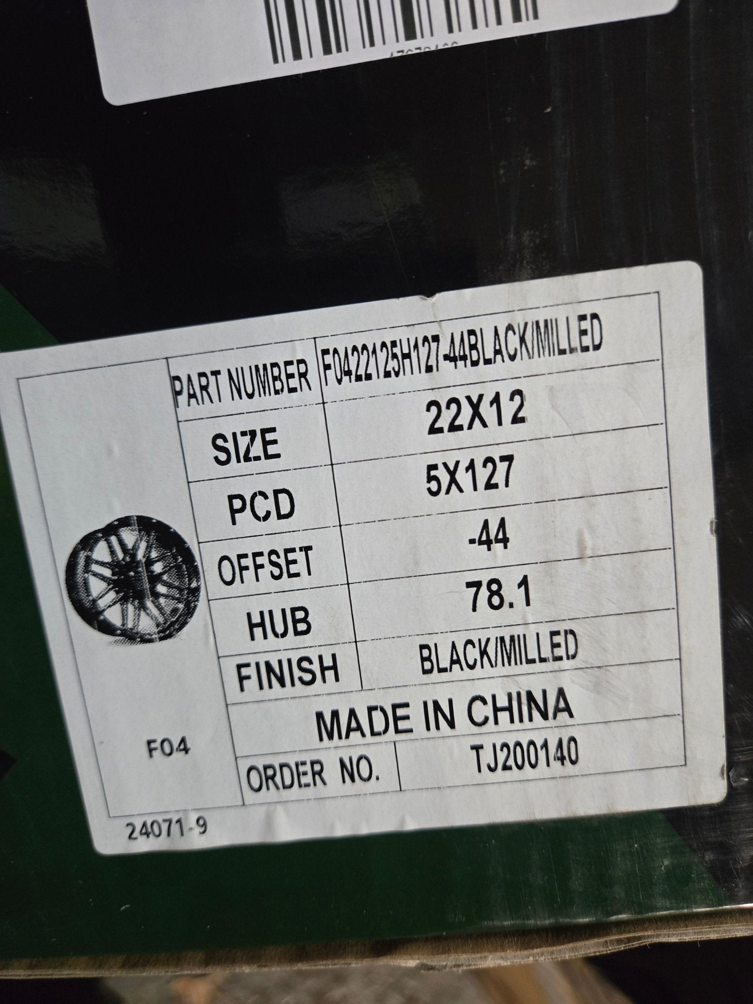 FORCE F - 4 22X12 5X127 PIANO BLACK MILLING WINDOW - Gun Hill Tire House (WTW - WHOLESALE TIRES & WHEELS)