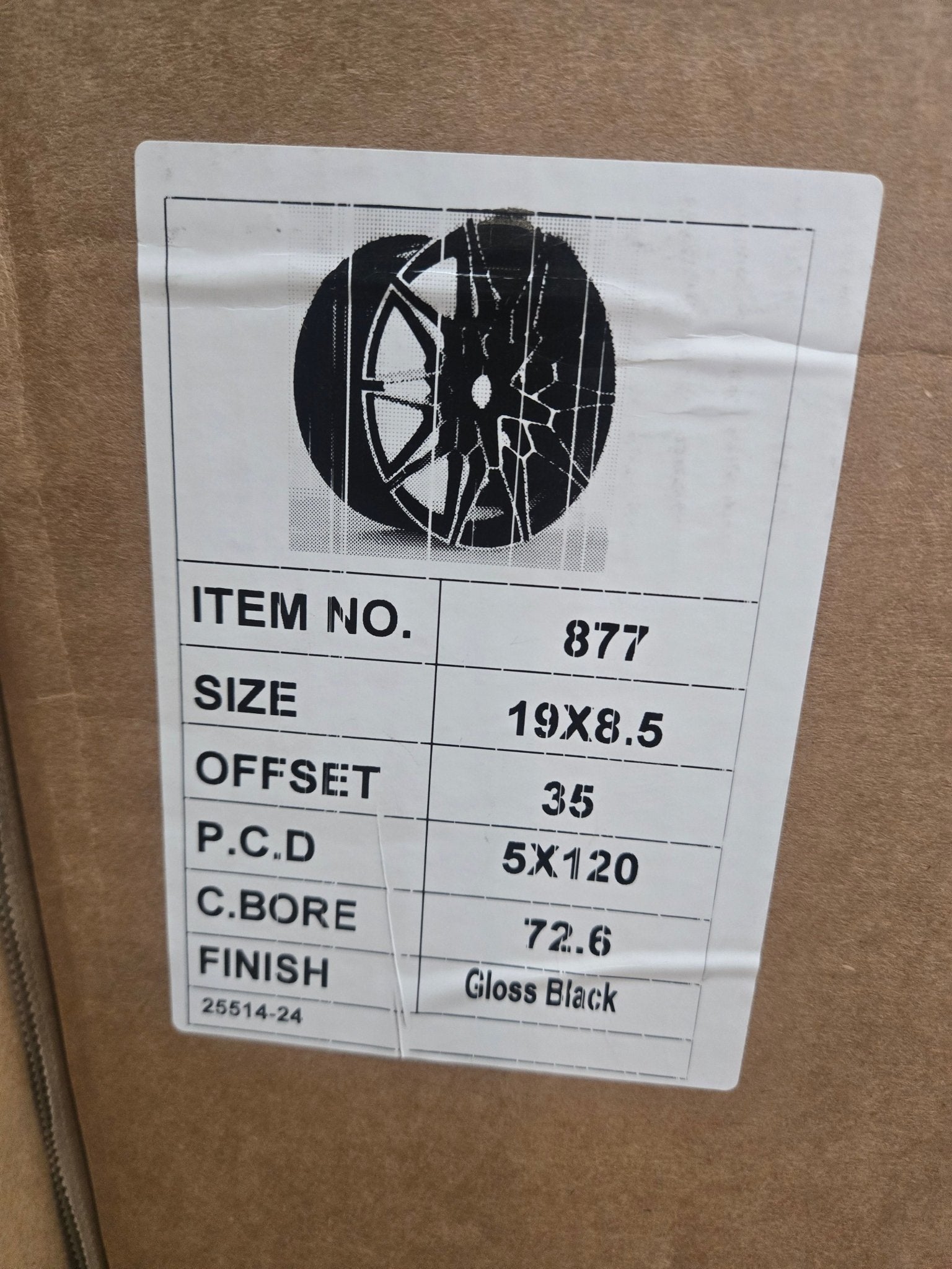 OE - 22269 - 8 826M 0293 19x8.5 5x120 GLOSS BLACK - Gun Hill Tire House (WTW - WHOLESALE TIRES & WHEELS)