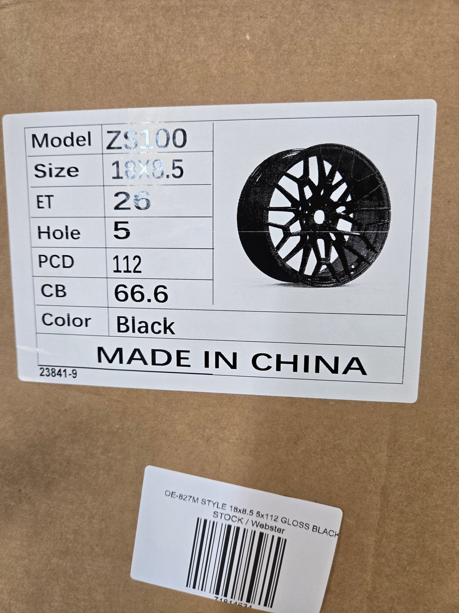 OE - 827M STYLE 18x8.5 5x112 GLOSS BLACK - Gun Hill Tire House (WTW - WHOLESALE TIRES & WHEELS)