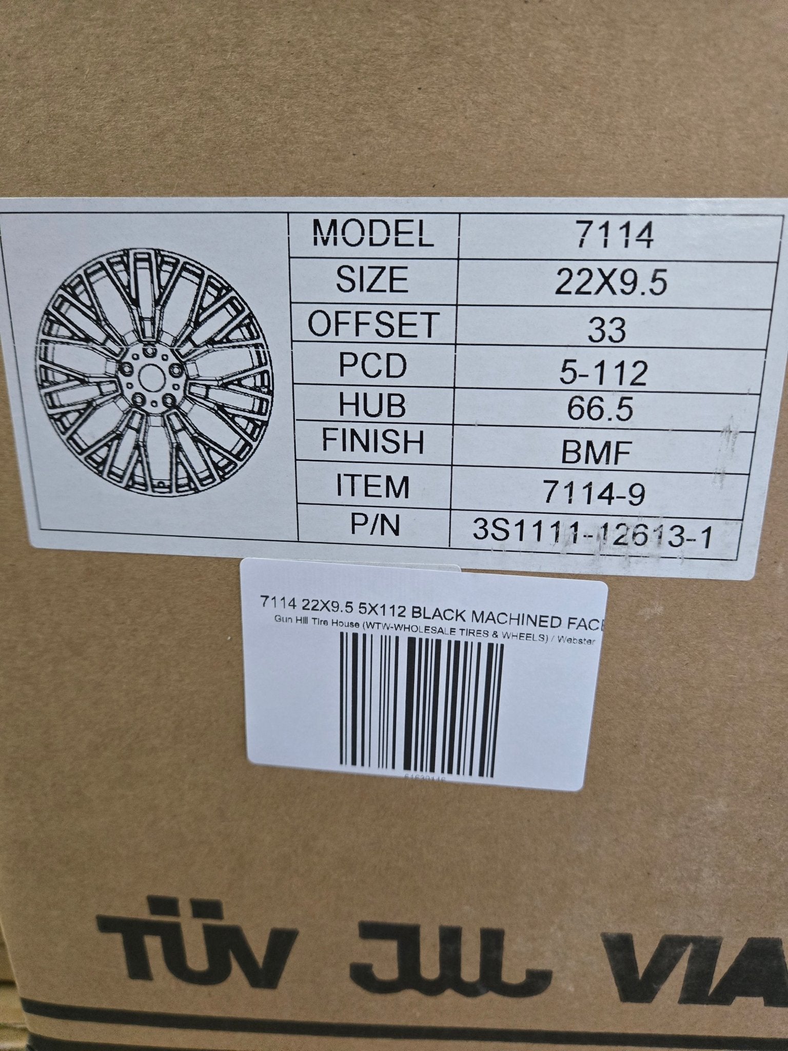 7114 22X9.5 5X112 BLACK MACHINED FACE - Gun Hill Tire House (WTW - WHOLESALE TIRES & WHEELS)