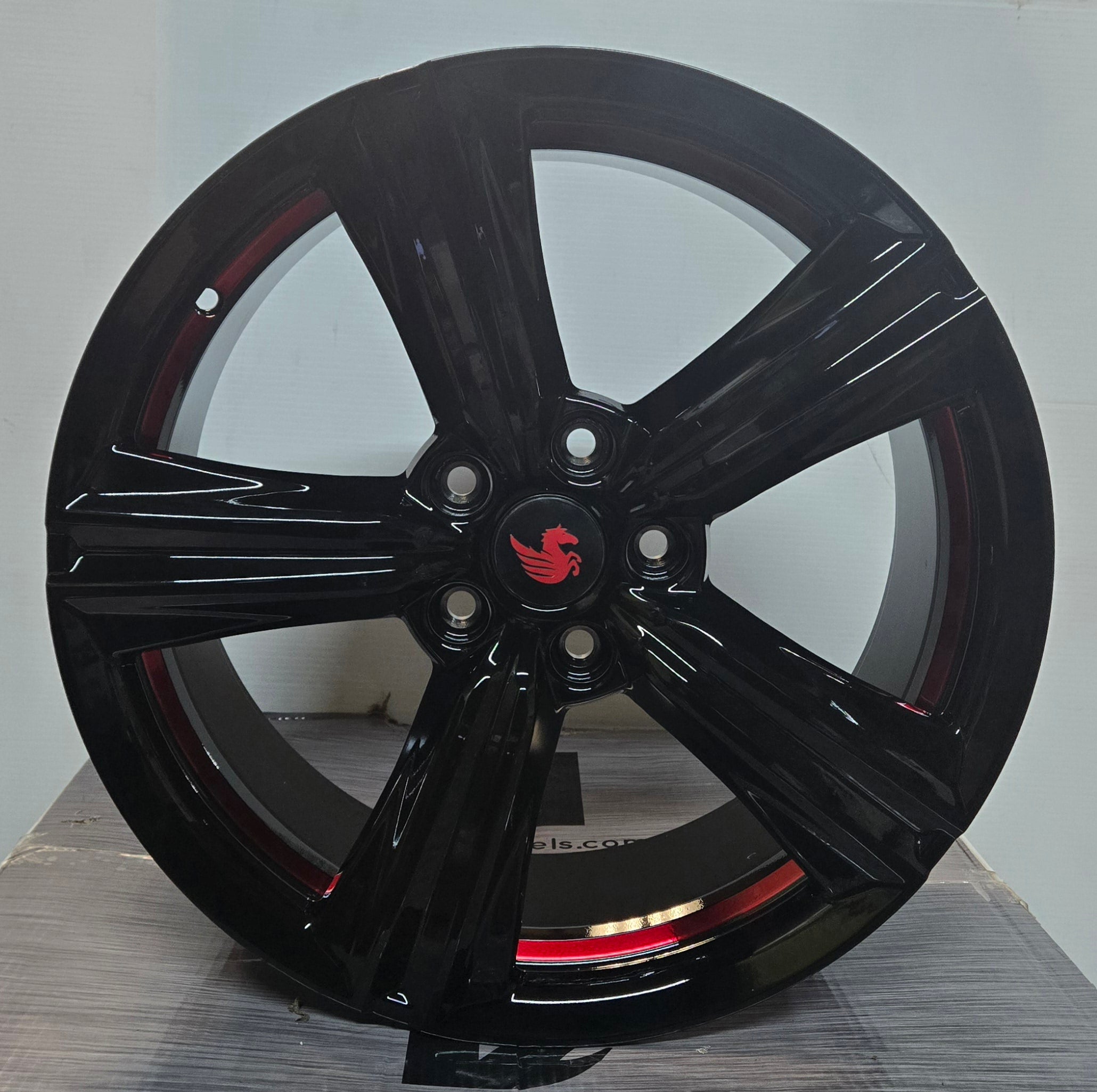 HD - 20 18X8.0 5X114.3 PIANO BLACK - RED UNDER - CUT - Gun Hill Tire House (WTW - WHOLESALE TIRES & WHEELS)