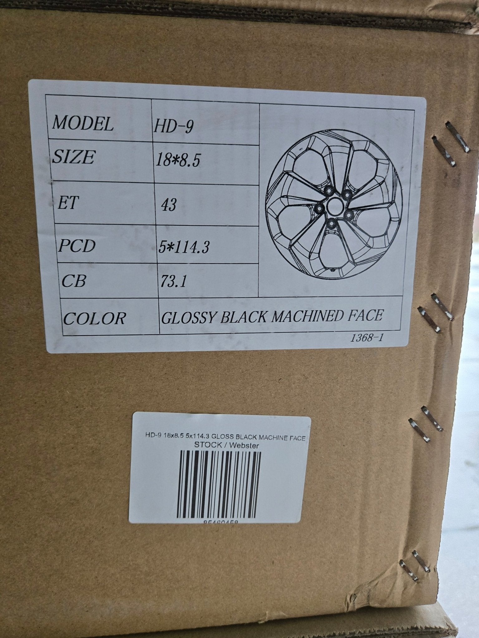 HD - 9 18x8.5 5x114.3 GLOSS BLACK MACHINE FACE - Gun Hill Tire House (WTW - WHOLESALE TIRES & WHEELS)