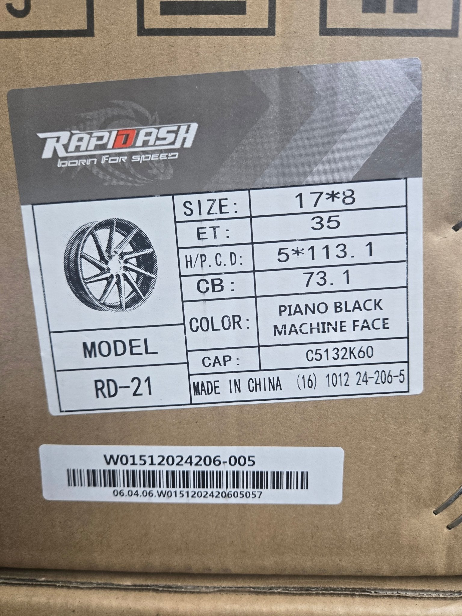 RAPIDASH - RD - 21 17x8 5x112 / 5x114.3 GLOSS BLACK MACHINED FACE - Gun Hill Tire House (WTW - WHOLESALE TIRES & WHEELS)