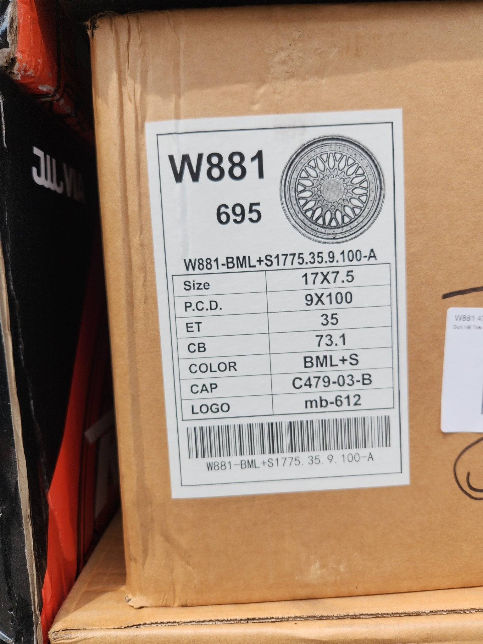 W881 17X7.5 4X100 5X100 BLACK MACHINED FACE - Gun Hill Tire House (WTW - WHOLESALE TIRES & WHEELS)