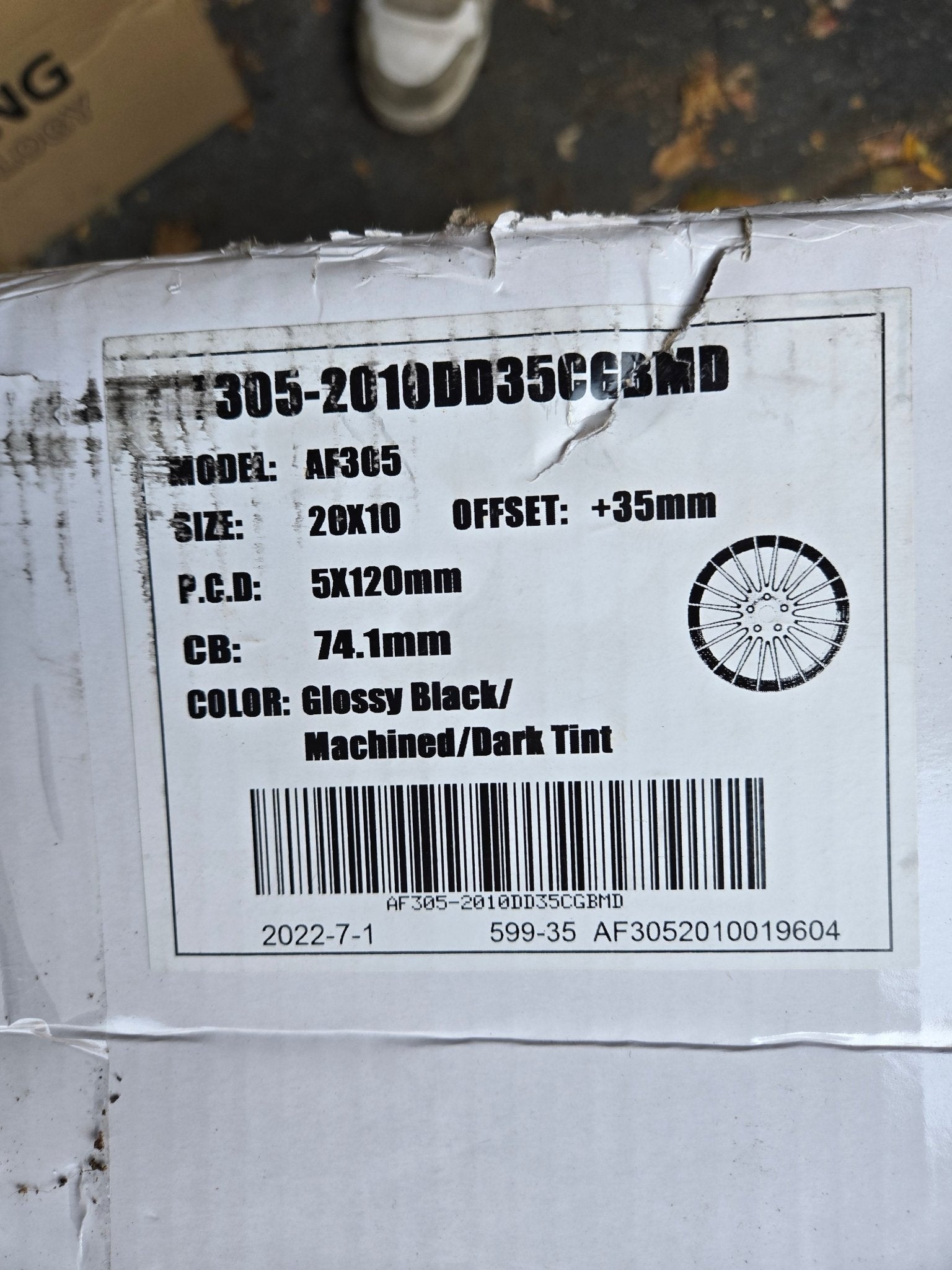 AF305 20X10 5X120 GLOSS BLACK MACHINED DARK TINT - Gun Hill Tire House (WTW - WHOLESALE TIRES & WHEELS)