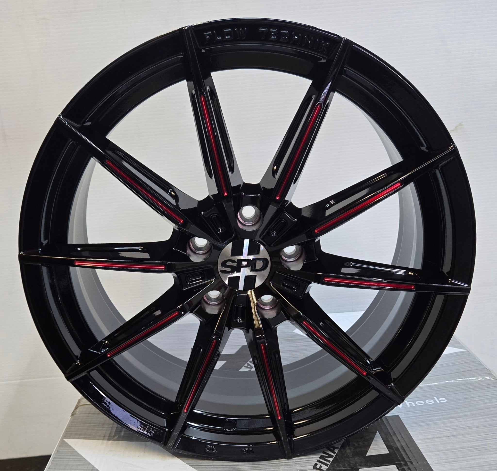 SPD - 40 18x8.0 5x112 / 5x114.3 GLOSS BLACK ITH RED MILLED - Gun Hill Tire House (WTW - WHOLESALE TIRES & WHEELS)