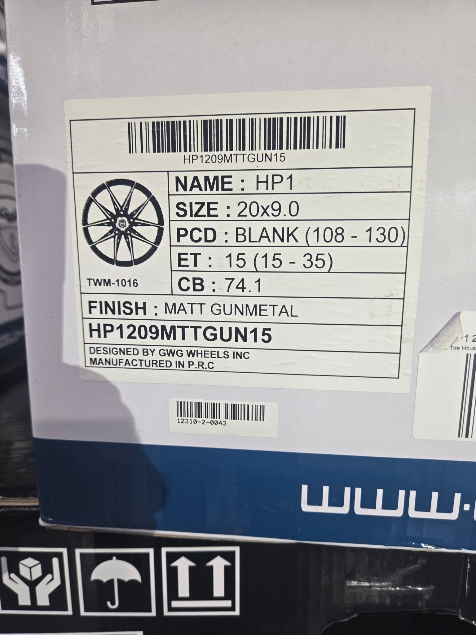 GWG HP1 20X9.0 BLANK MATT GUNMETAL - Gun Hill Tire House (WTW - WHOLESALE TIRES & WHEELS)