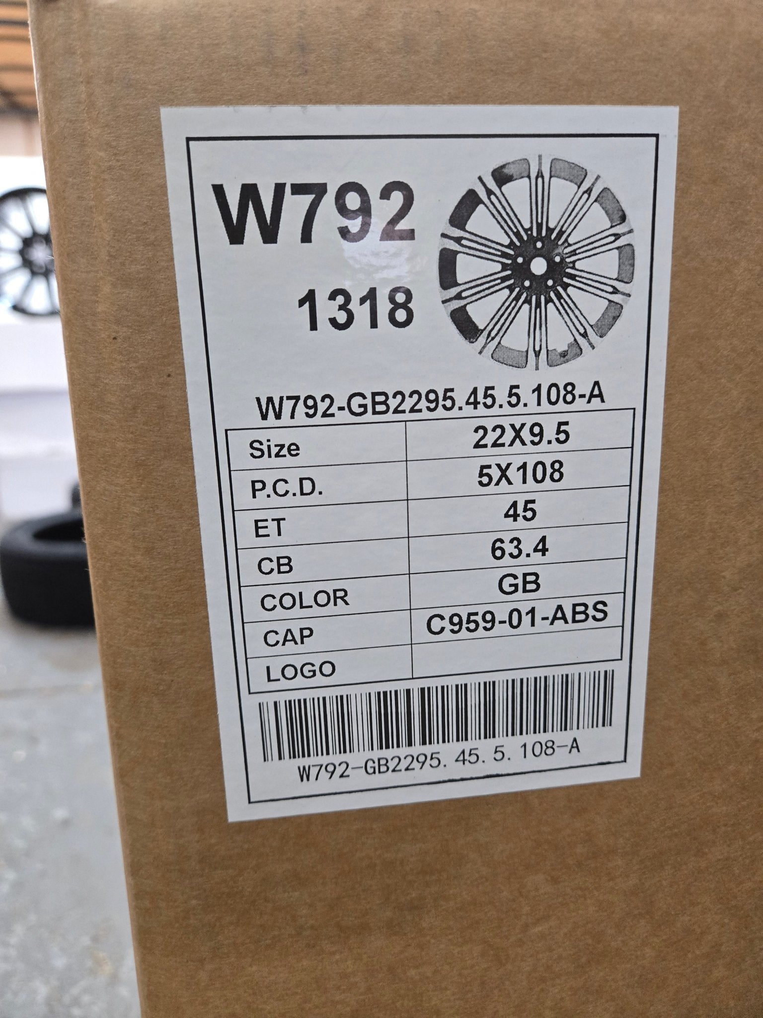 W792 22X9.5 5X108 GLOSS BLACK - Gun Hill Tire House (WTW - WHOLESALE TIRES & WHEELS)