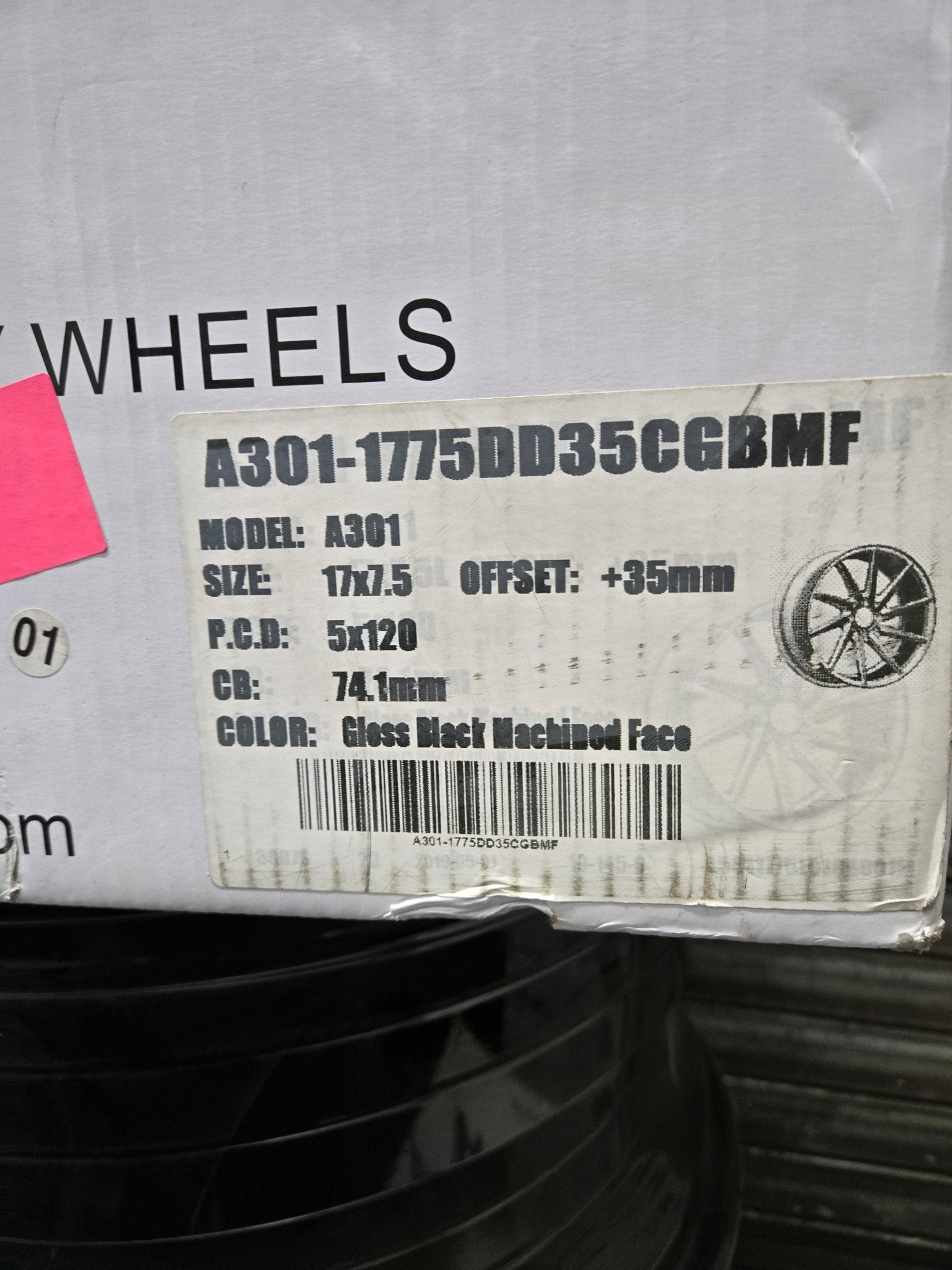 AF301 17X7.5 5X120 GLOSS BLACK MACHINED FACE - Gun Hill Tire House (WTW - WHOLESALE TIRES & WHEELS)