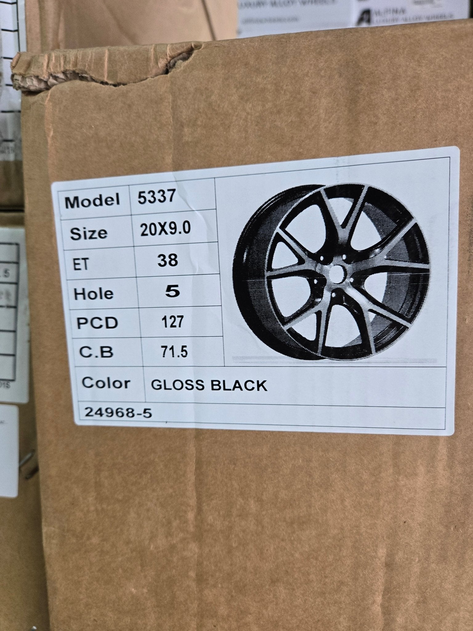 OE - 5337 SRT 20X9.5 5X127 GLOSS BLACK - Gun Hill Tire House (WTW - WHOLESALE TIRES & WHEELS)