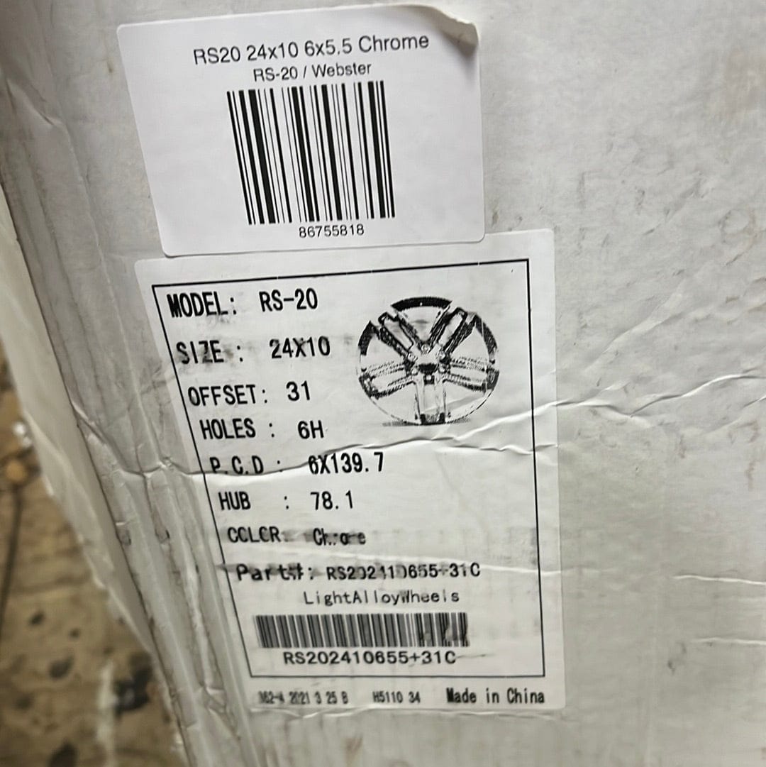 RS20 24x10 6x5.5 Chrome - Gun Hill Tire House (WTW - WHOLESALE TIRES & WHEELS)