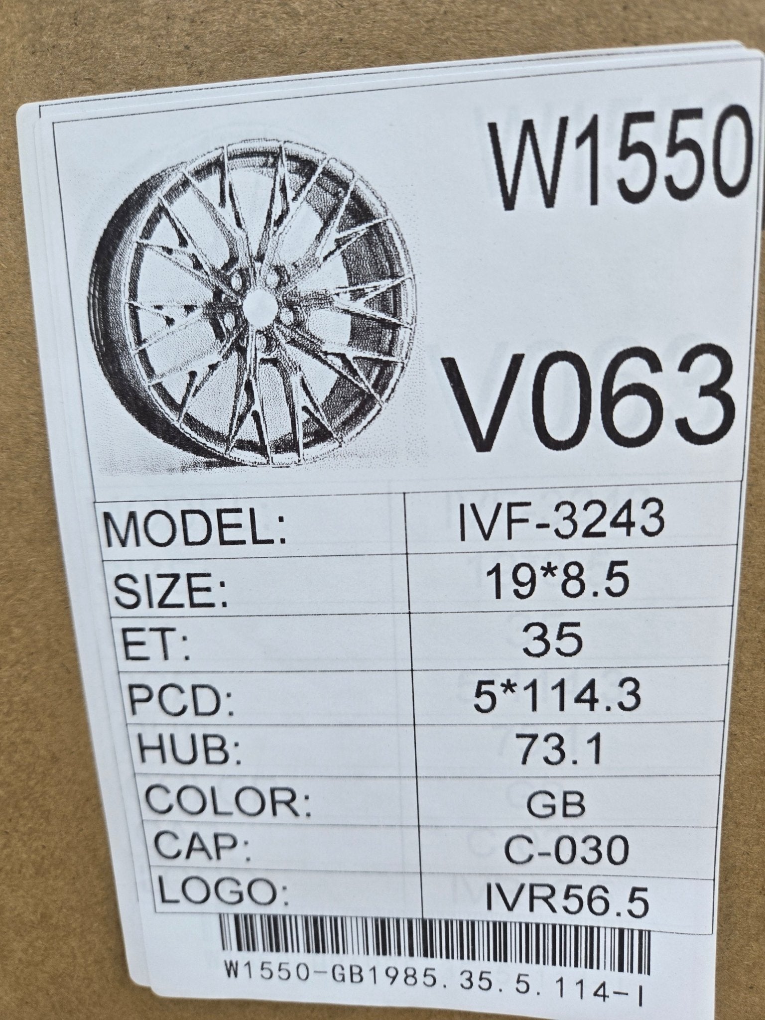 W1550 19X8.5 5X114.3 GLOSS BLACK - Gun Hill Tire House (WTW - WHOLESALE TIRES & WHEELS)