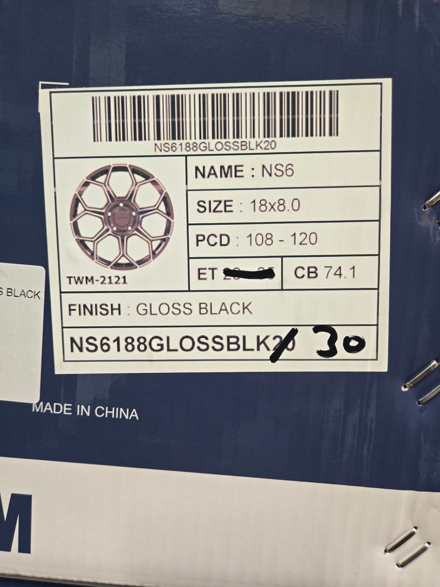 GWG NS6 18x8 BLANK GLOSS BLACK