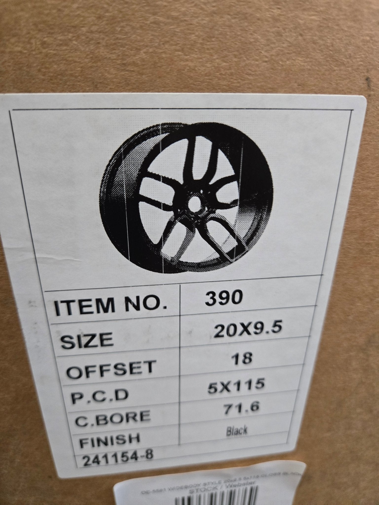 OE - 5581 WIDEBODY STYLE 20x9.5 5x115 GLOSS BLACK - Gun Hill Tire House (WTW - WHOLESALE TIRES & WHEELS)