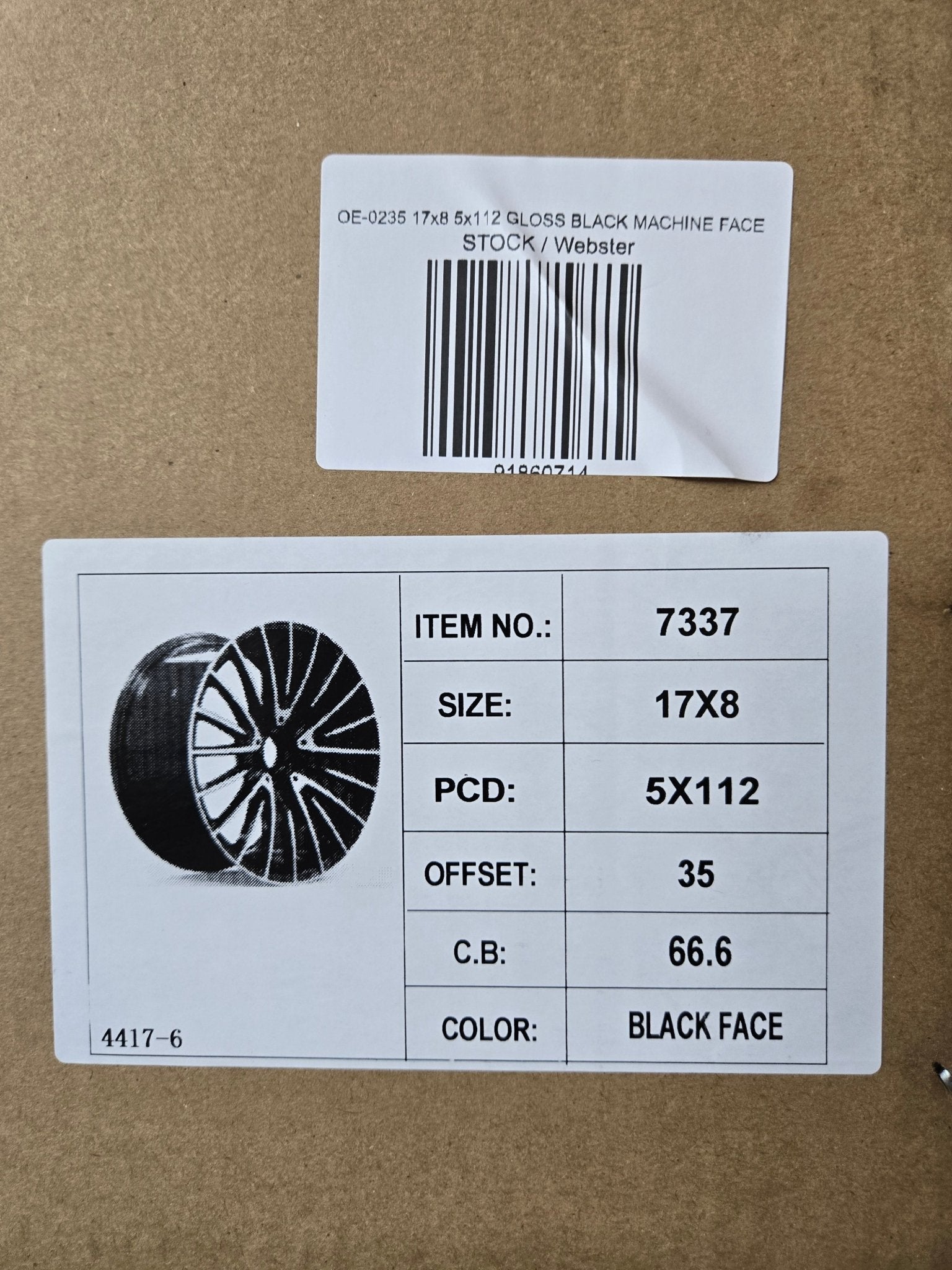 OE - 0235 17x8 5x112 GLOSS BLACK MACHINE FACE - Gun Hill Tire House (WTW - WHOLESALE TIRES & WHEELS)