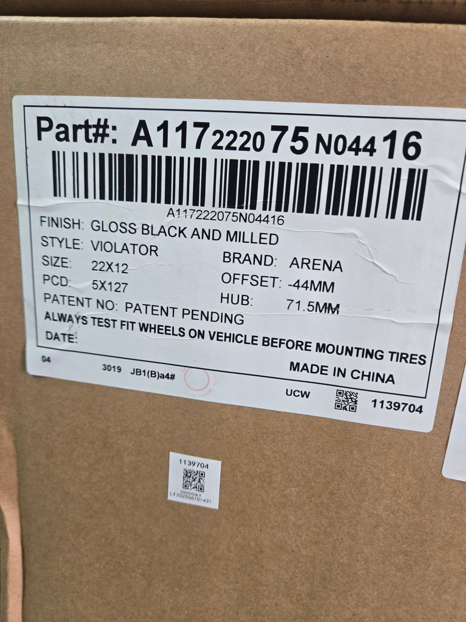 ARENA A117 22X12 5X127 GLOSS BLACK AND MILLED - Gun Hill Tire House (WTW - WHOLESALE TIRES & WHEELS)