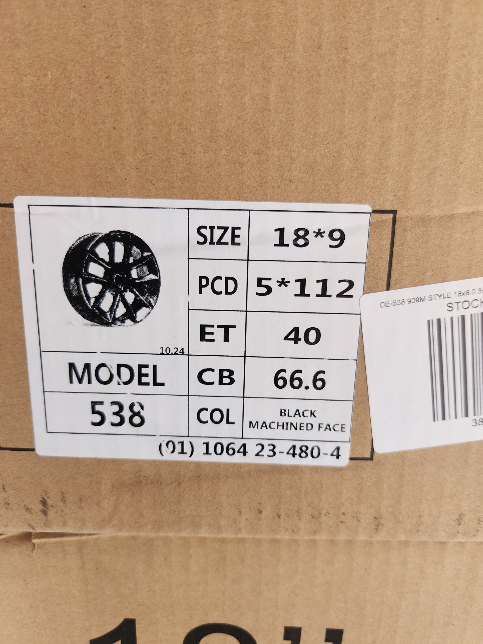 OE - 538 909M STYLE 18x9.0 5x112 GLOSS BLACK MACHINE FACE - Gun Hill Tire House (WTW - WHOLESALE TIRES & WHEELS)