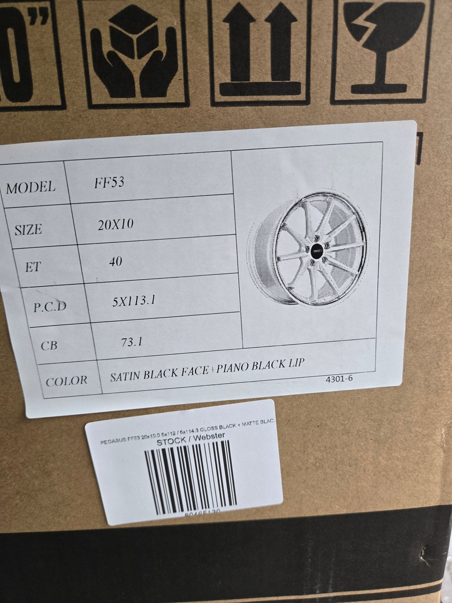 PEGASUS FF53 20x10 5x112 / 5x114.3 GLOSS BLACK + MATTE BLACK LIP - Gun Hill Tire House (WTW - WHOLESALE TIRES & WHEELS)