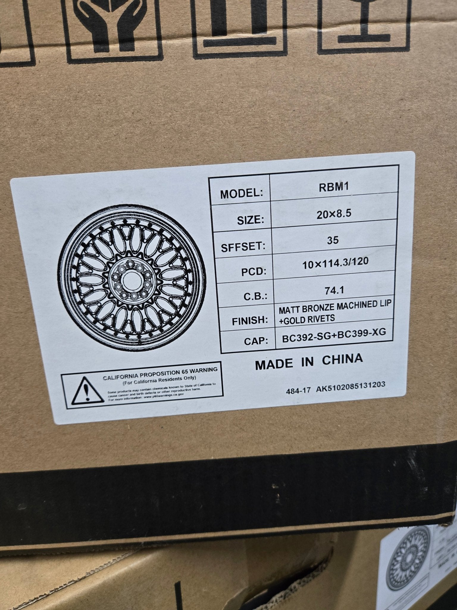 RBM1 20x8.5 5x114.3 / 5x120 MATTE BRONZE MACHINE LIP + GLOD RIVETS - Gun Hill Tire House (WTW - WHOLESALE TIRES & WHEELS)