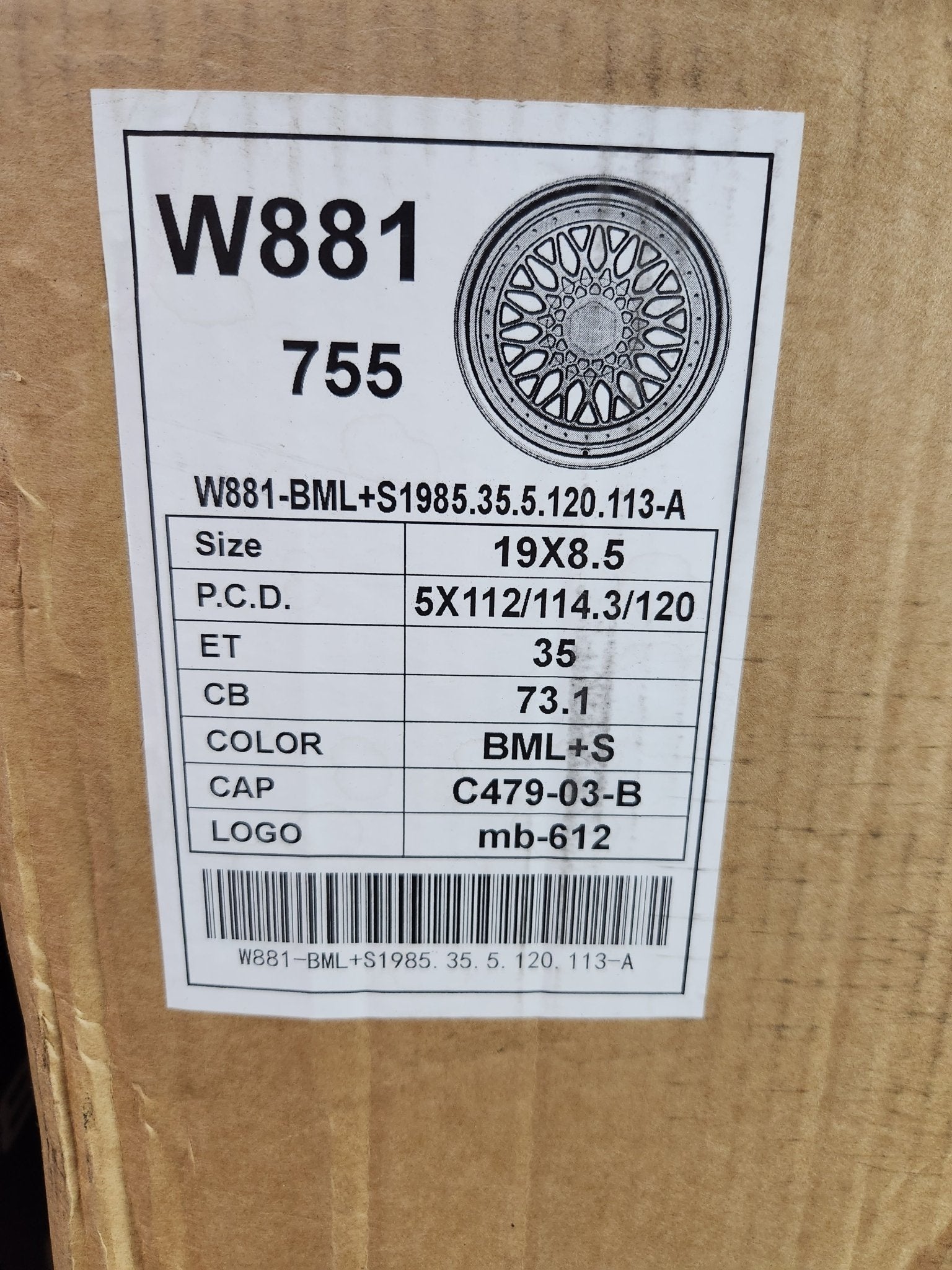 W881 WHEELS 19x8.5 5x112 / 5x114.3 5X120 BLACK MACHINED LIP - Gun Hill Tire House (WTW - WHOLESALE TIRES & WHEELS)