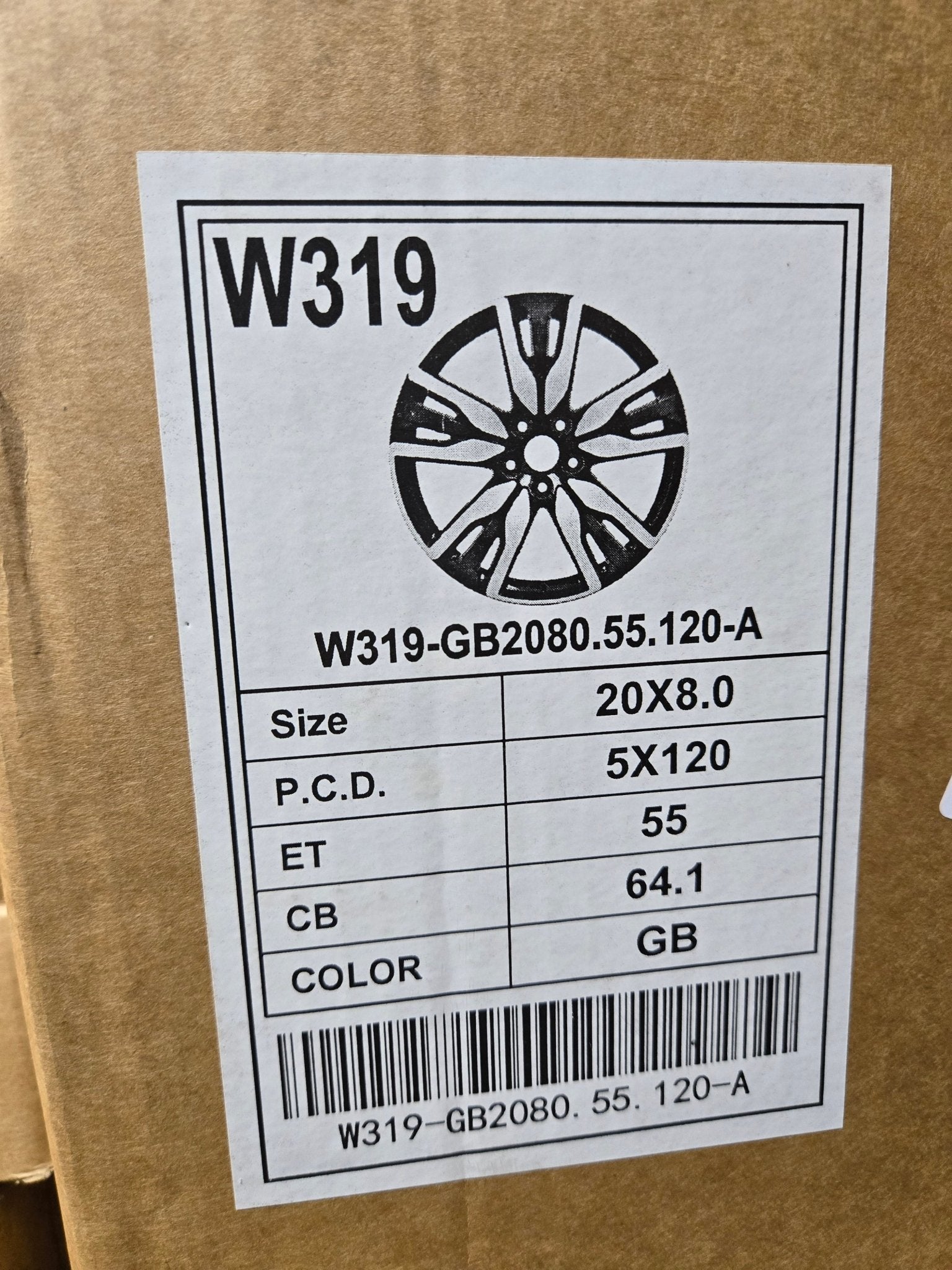 W319 D2030 20x8.0 5x120 GLOSS BLACK - Gun Hill Tire House (WTW - WHOLESALE TIRES & WHEELS)