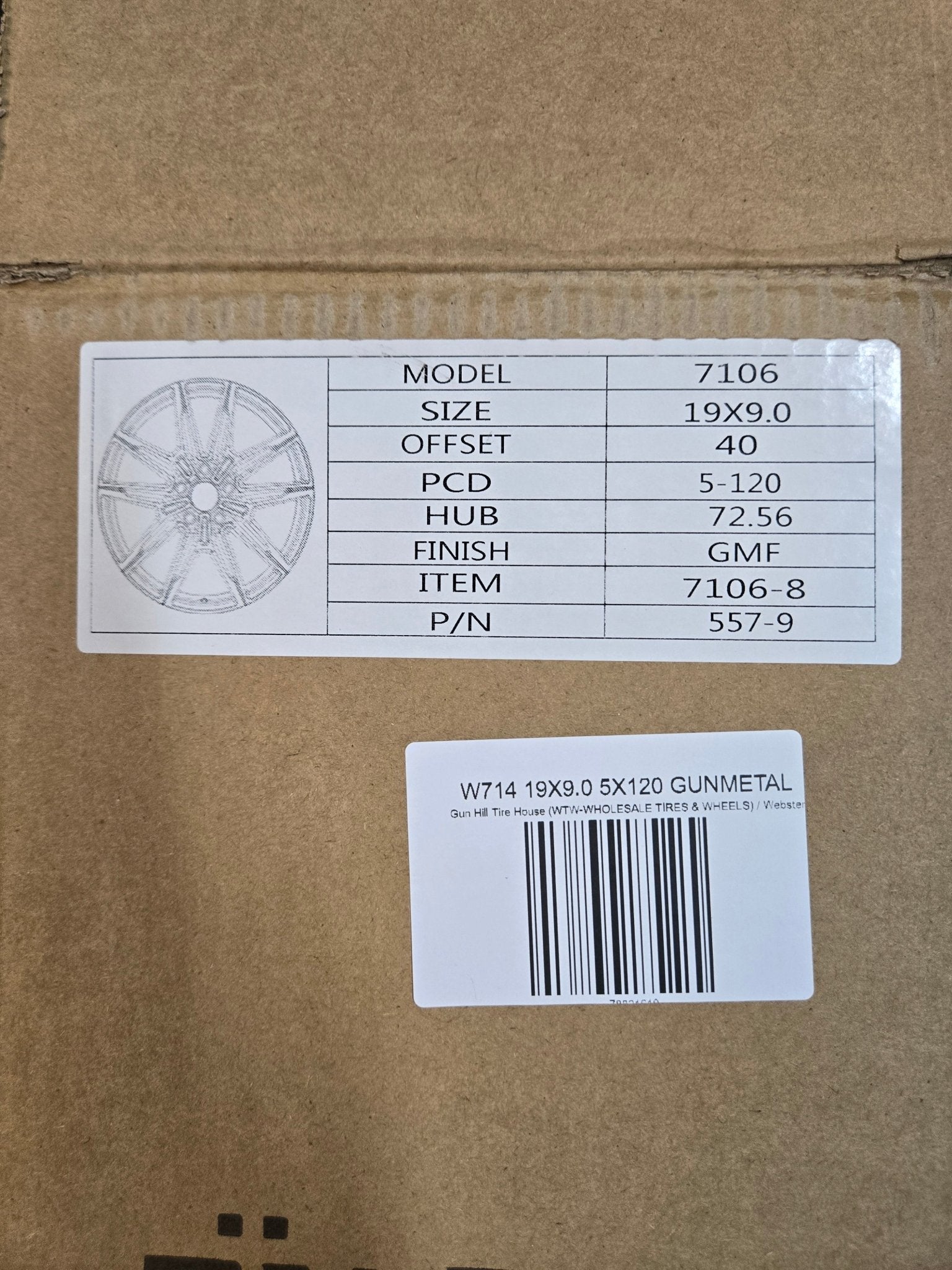 W714 19X9.0 5X120 GUNMETAL MACHINED FACE - Gun Hill Tire House (WTW - WHOLESALE TIRES & WHEELS)