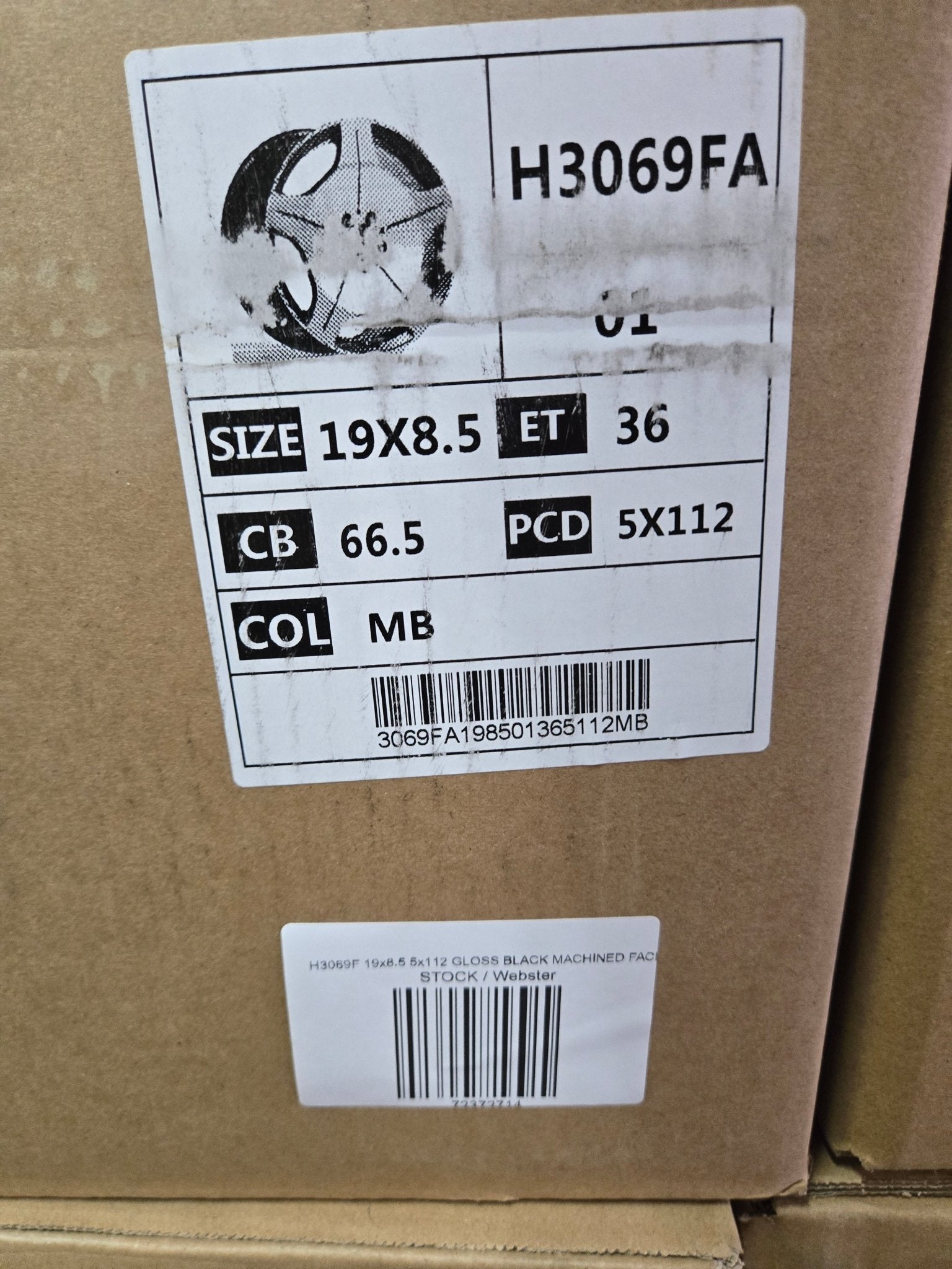 H3069F 19x8.5 5x112 GLOSS BLACK MACHINED FACE - Gun Hill Tire House (WTW - WHOLESALE TIRES & WHEELS)