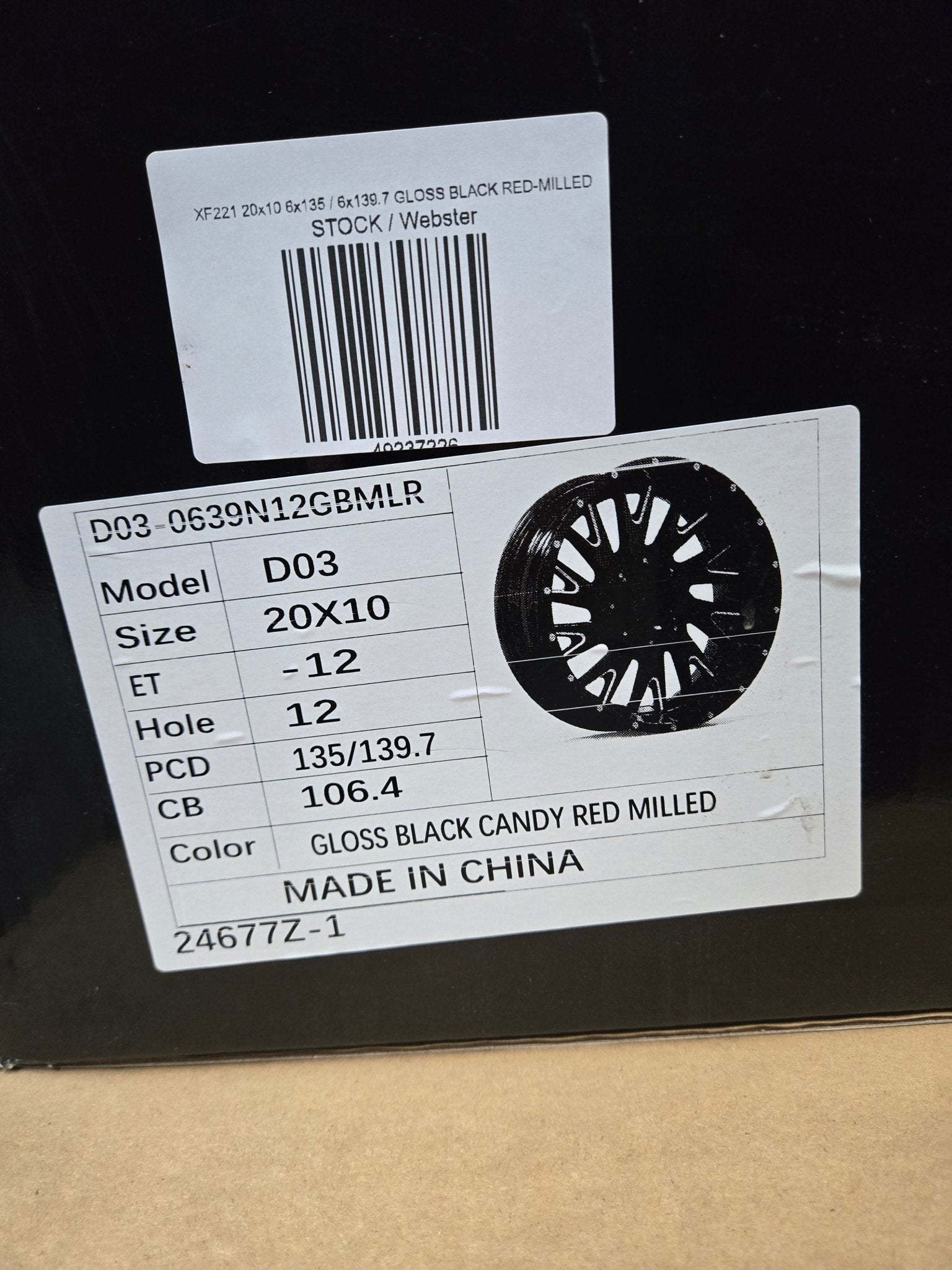 XF221 20x10 6x135 / 6x139.7 GLOSS BLACK RED - MILLED - Gun Hill Tire House (WTW - WHOLESALE TIRES & WHEELS)