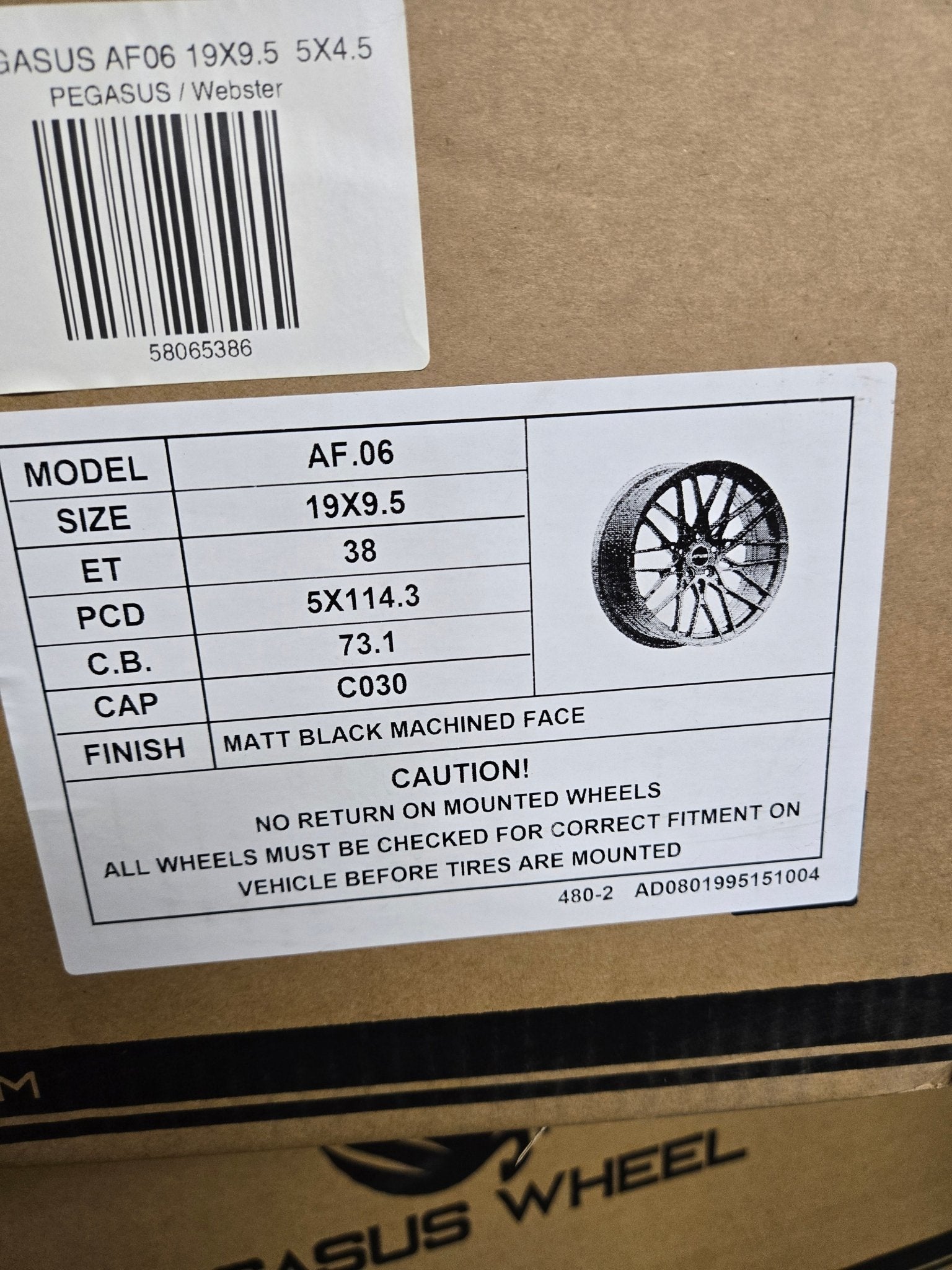 PEGASUS AF06 19x8.5 5x114.3 GLOSS BLACK MACHINE FACE - Gun Hill Tire House (WTW - WHOLESALE TIRES & WHEELS)