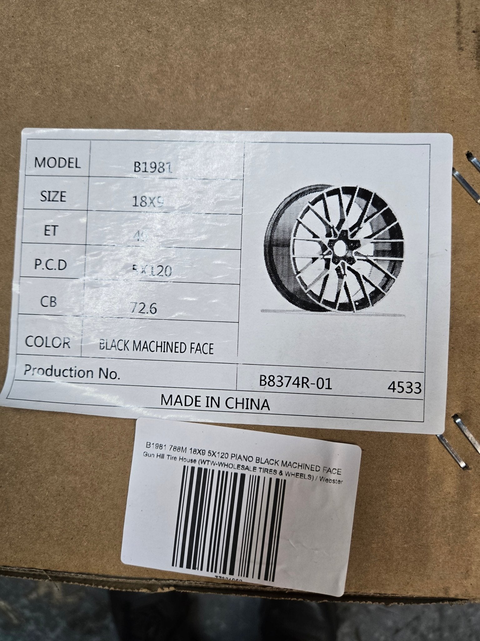 B1981 788M 18X9 5X114.3 PIANO BLACK MACHINED FACE - Gun Hill Tire House (WTW - WHOLESALE TIRES & WHEELS)