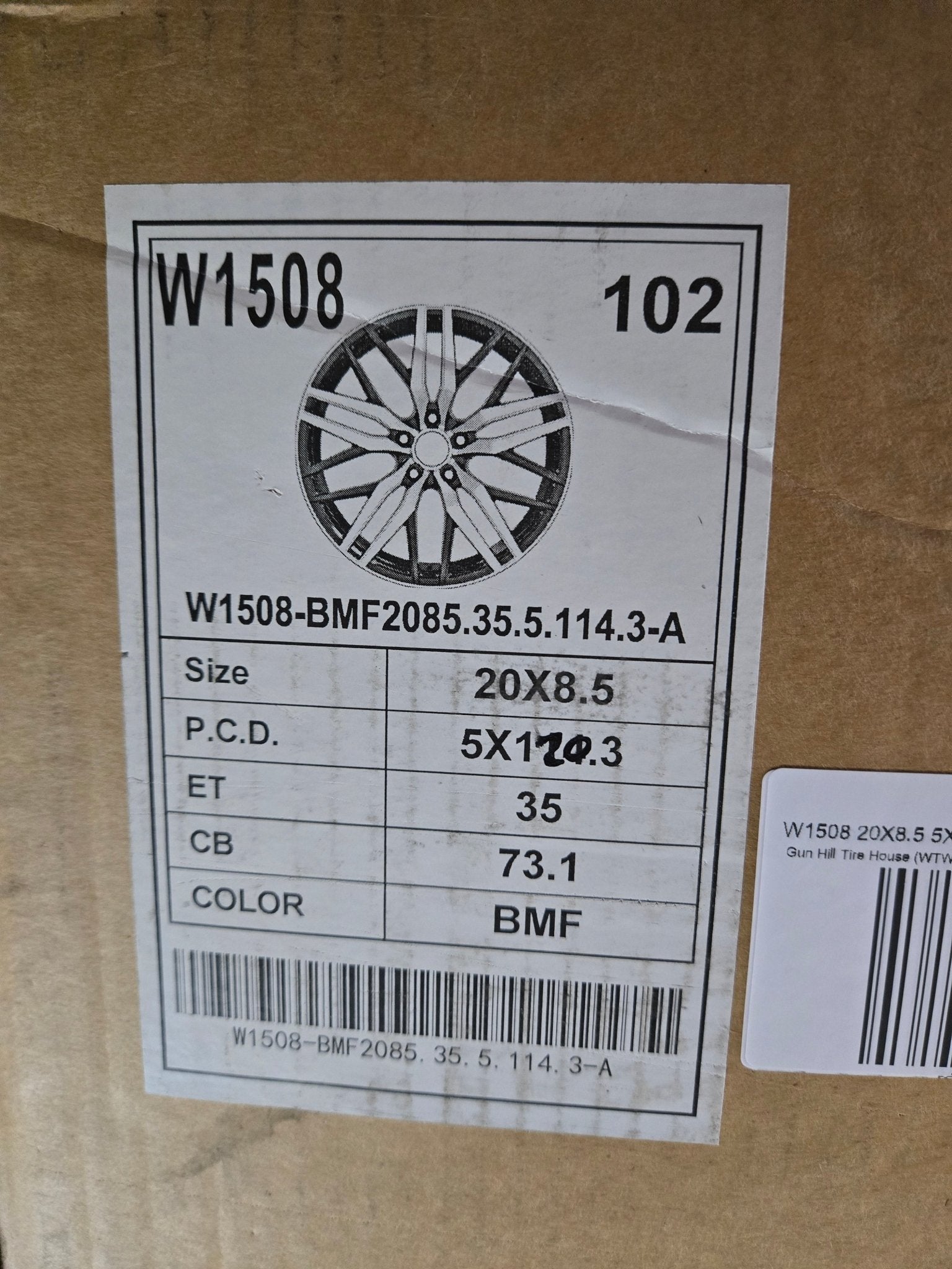 W1508 20X8.5 5X120 BLACK MACHINED FACE - Gun Hill Tire House (WTW - WHOLESALE TIRES & WHEELS)