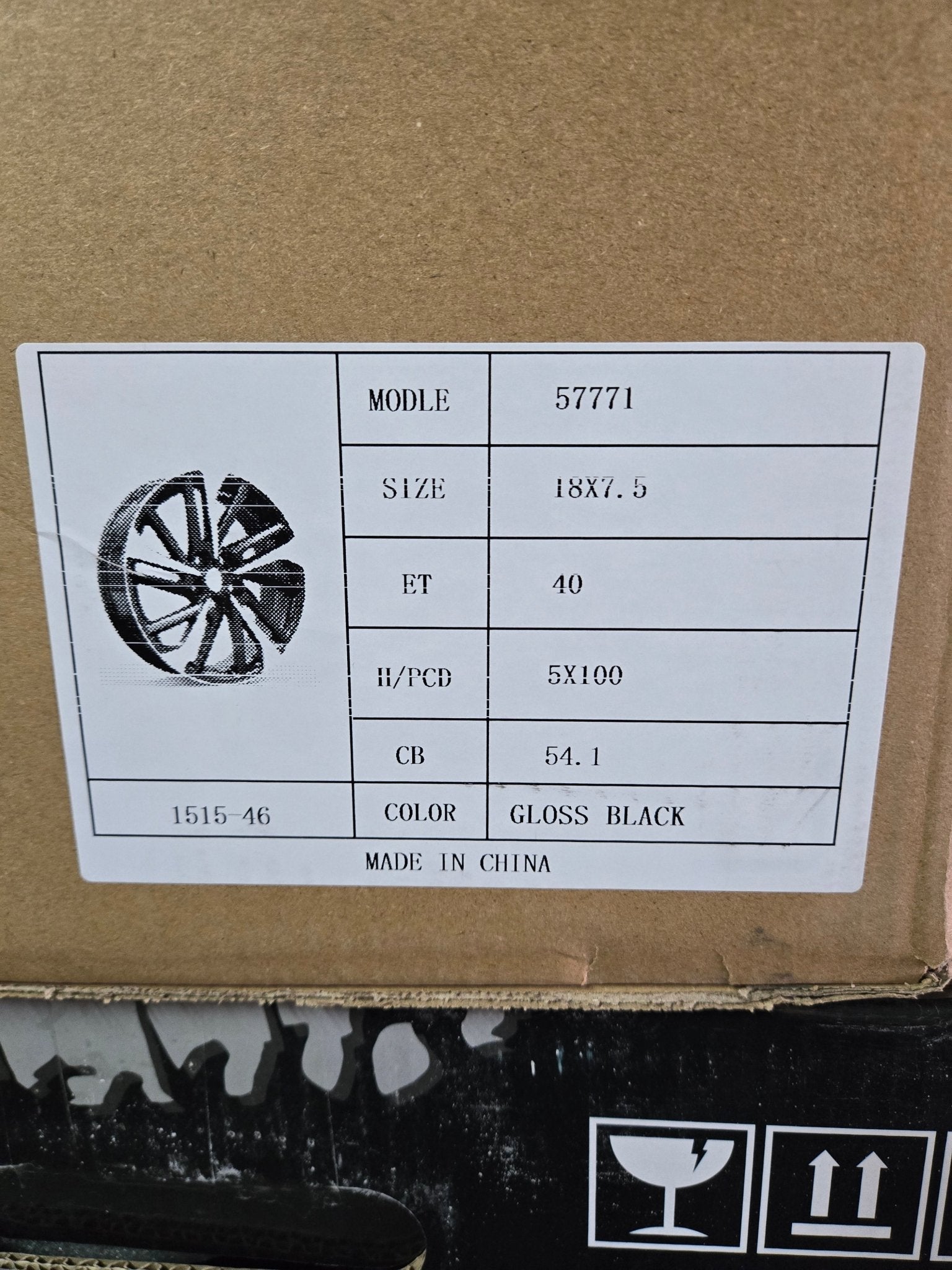 CT2540 18X7.5 5X100 GLOSS BLACK - Gun Hill Tire House (WTW - WHOLESALE TIRES & WHEELS)